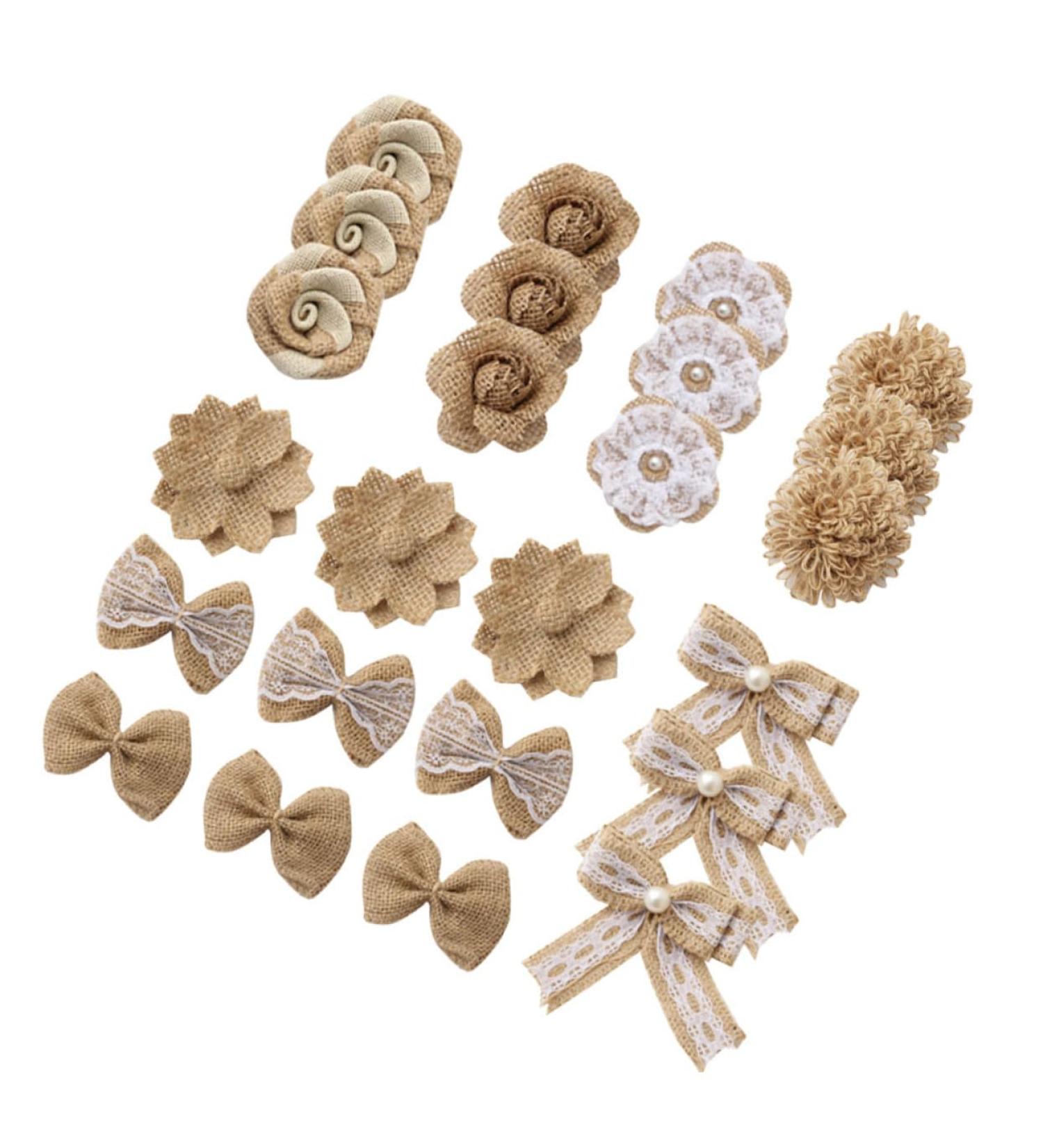 Cabilock 24pcs 1 Set Ornaments DIY Jute Handmade Party Craft Vintage Christmas Floral in Rustic Materials As Shown Medium - Buy Online on GoSupps.com