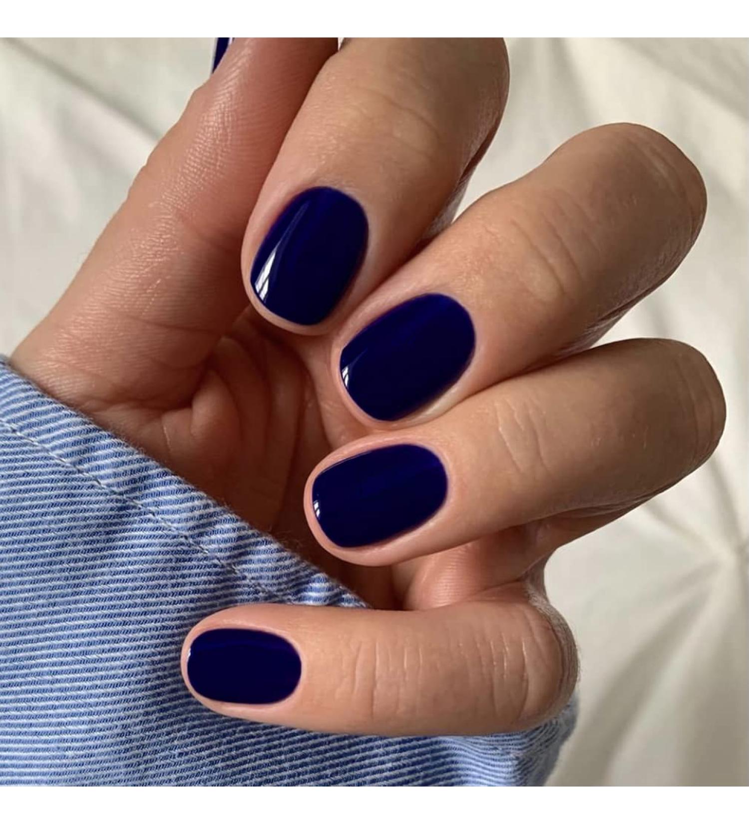 Sethexy Short Square Dark Blue False Nails - 24Pcs Glossy Pure Color Collection for Women and Girls - Buy Online on GoSupps.com