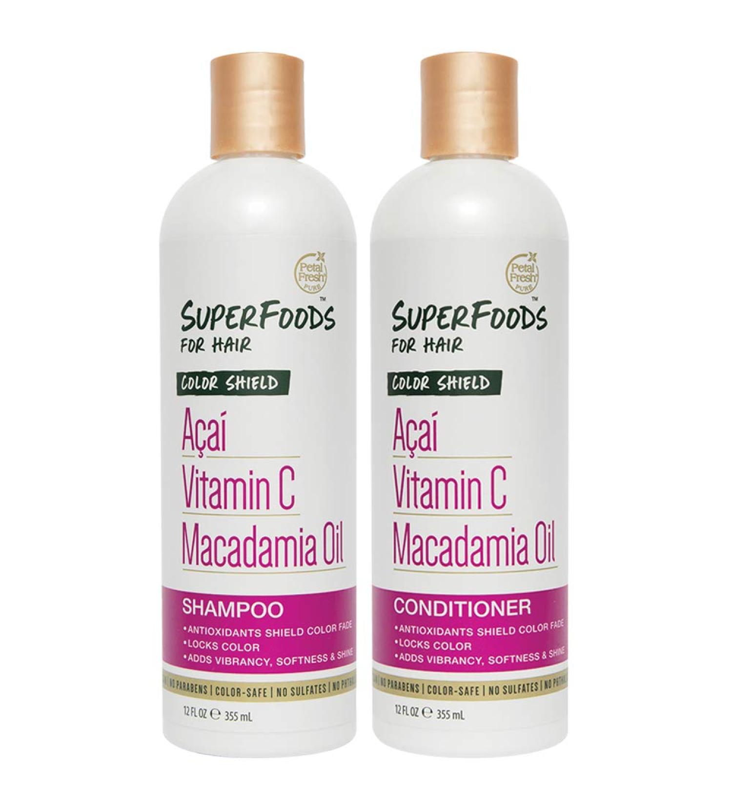 Petal Fresh SuperFoods Color Shield Shampoo & Conditioner Set - A a Vitamin C & Macadamia Oil for Color-Treated Hair | Nourishing Shine | Buy Internationally - Buy Online on GoSupps.com