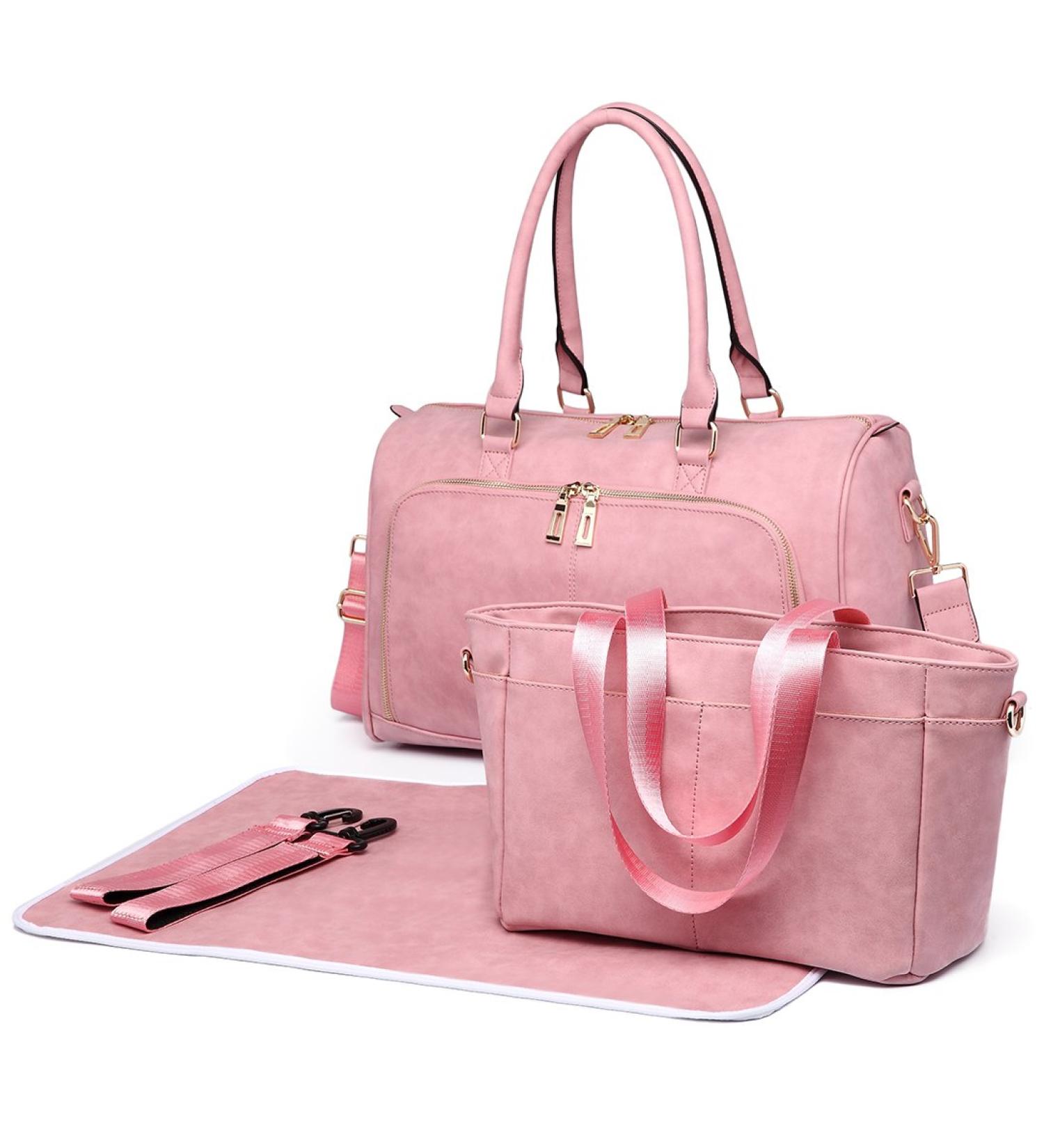 Miss Lulu 4pcs Baby Diaper Bag Set - Waterproof & Insulated Hospital Wrap (Pink) | International Shipping Available - Buy Online on GoSupps.com