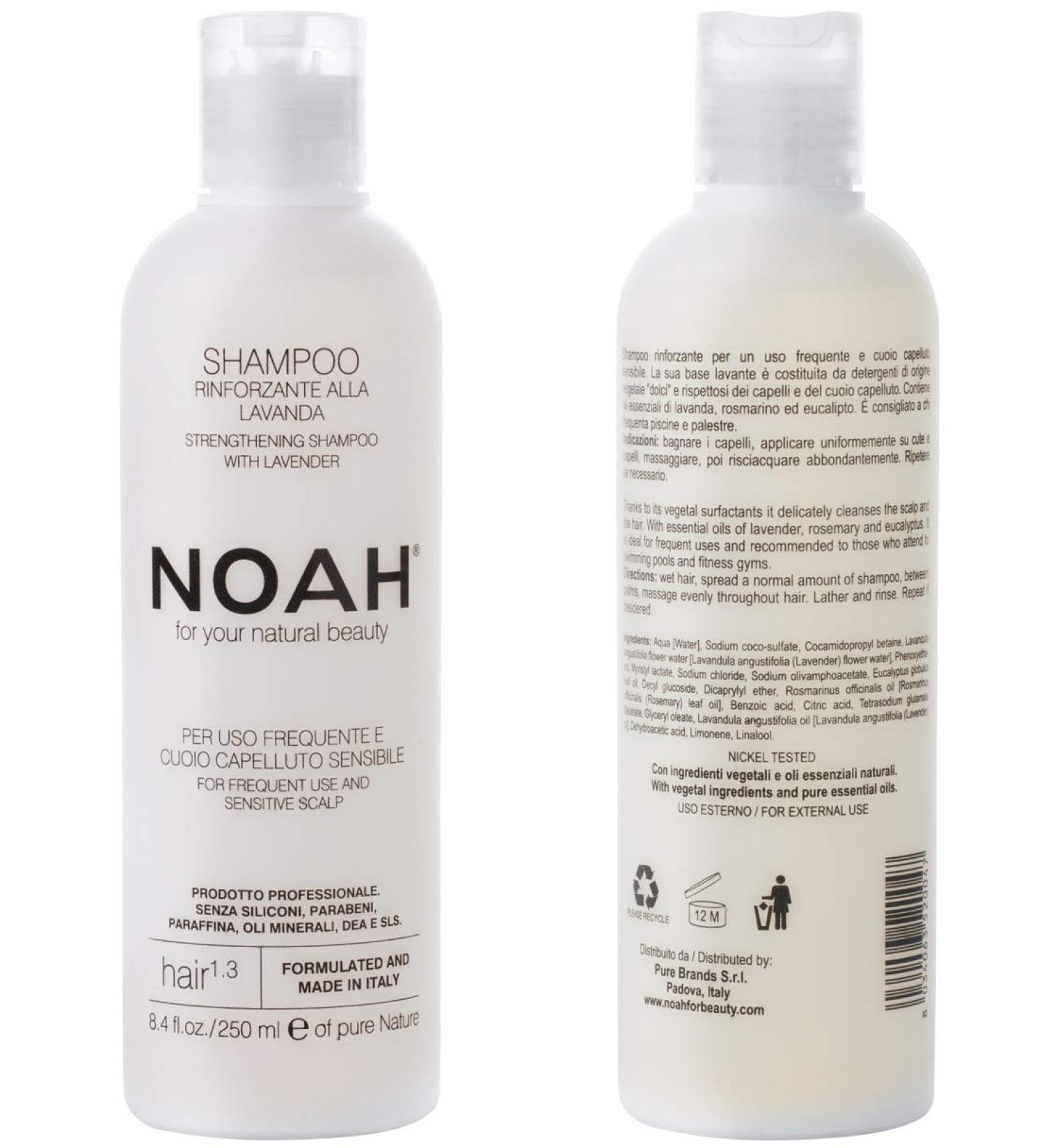 Noah Hair 1.3 Strengthening Lavender Shampoo with Rosemary Oil - Organic Vegan Sulphate-Free Eco-Friendly Daily Shampoo - 8.5 fl. oz - Buy Online on GoSupps.com