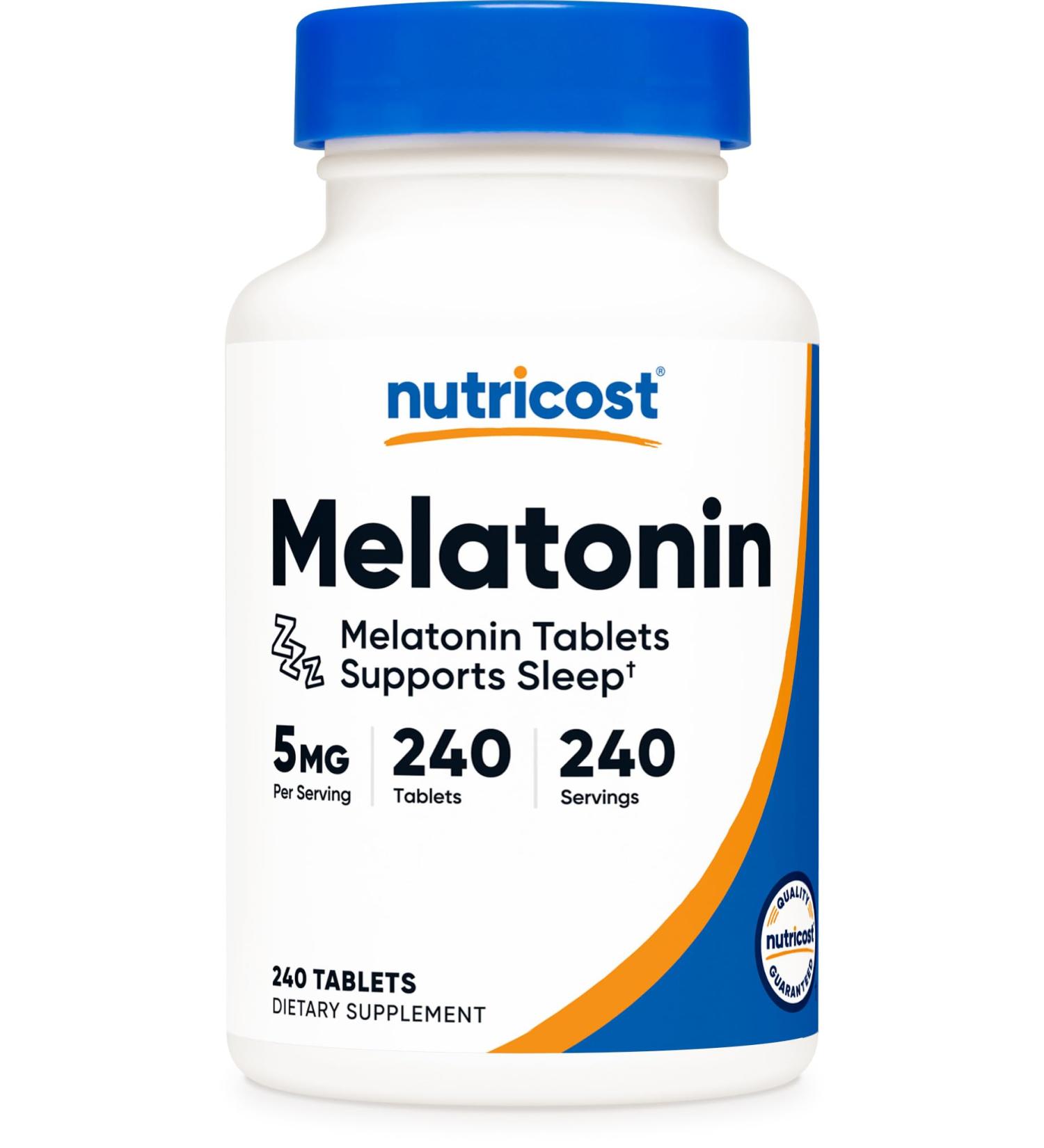 Nutricost Melatonin 5mg 240 Tablets - 5mg Per Serving Non-GMO Gluten Free 240 Count (Pack of 1) - Buy Online on GoSupps.com