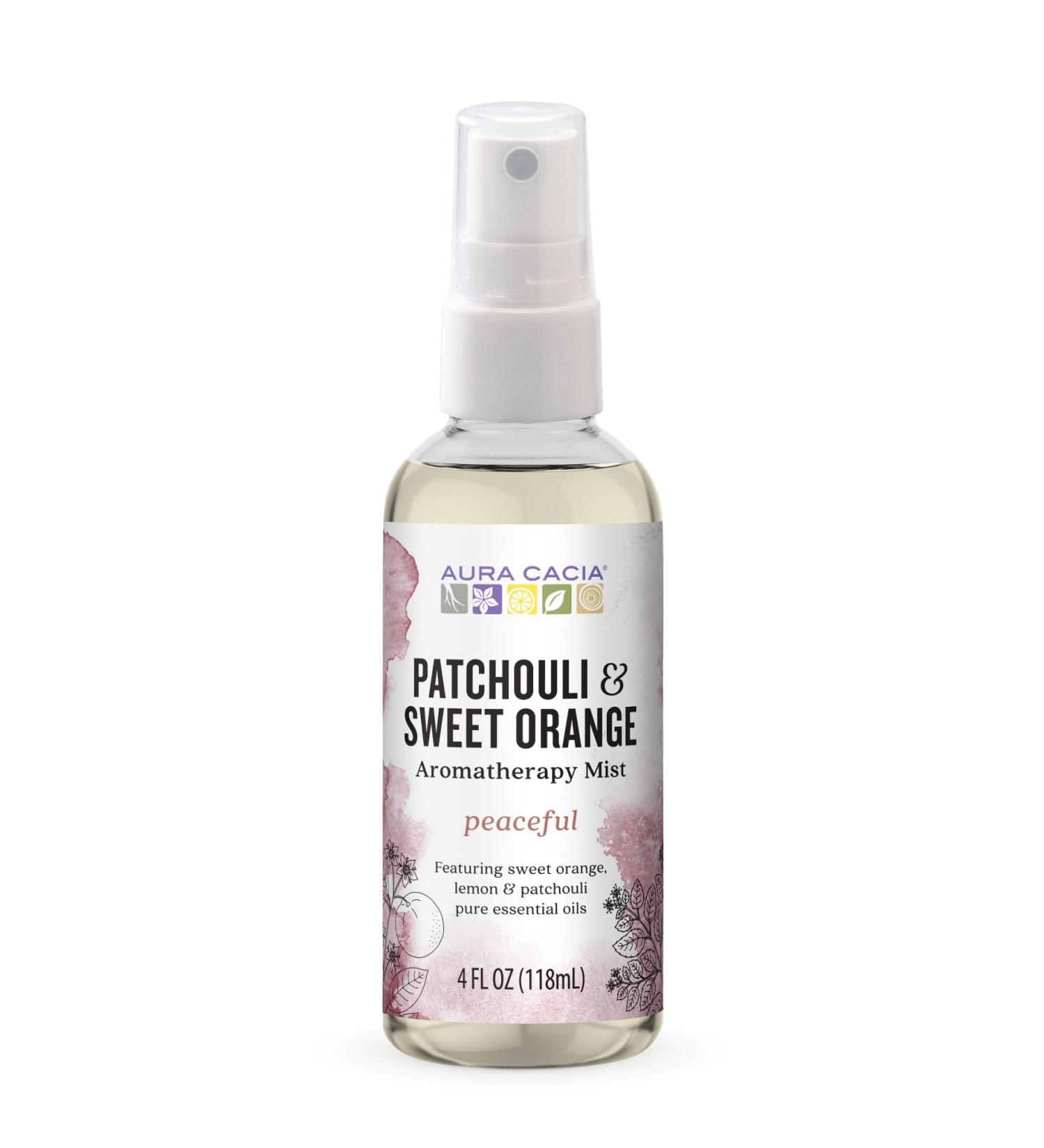 Aura Cacia Patchouli and Sweet Orange Aromatherapy Mist - Body and Room Spray with Pure Essential Oils for Refreshing Soothing Aromatherapy | 4 Fl Oz (Pack of 1)