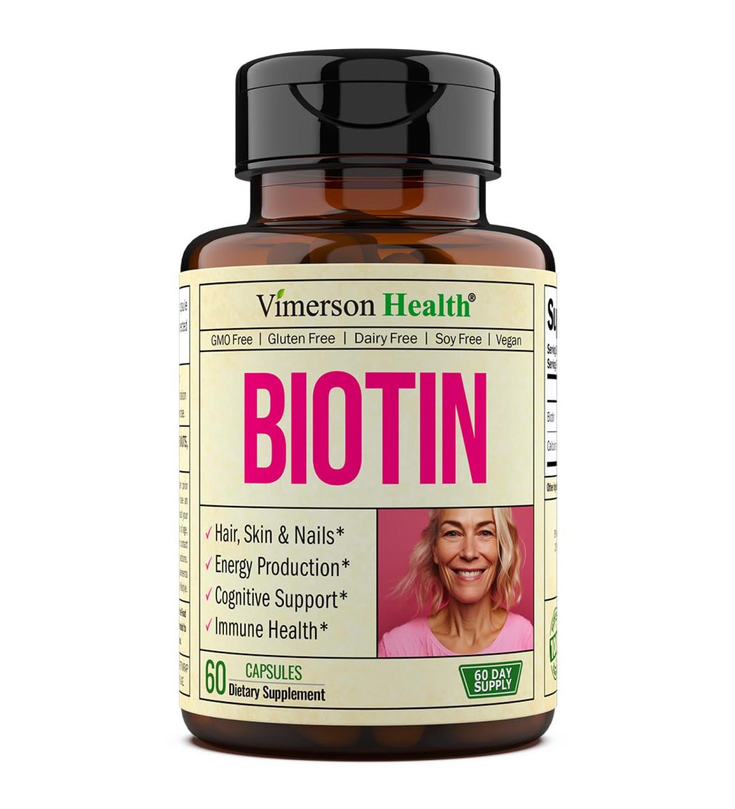 10000mcg Biotin Supplement for Hair Skin Nails & Overall Health - 60 Capsules USA Made - Buy Online on GoSupps.com