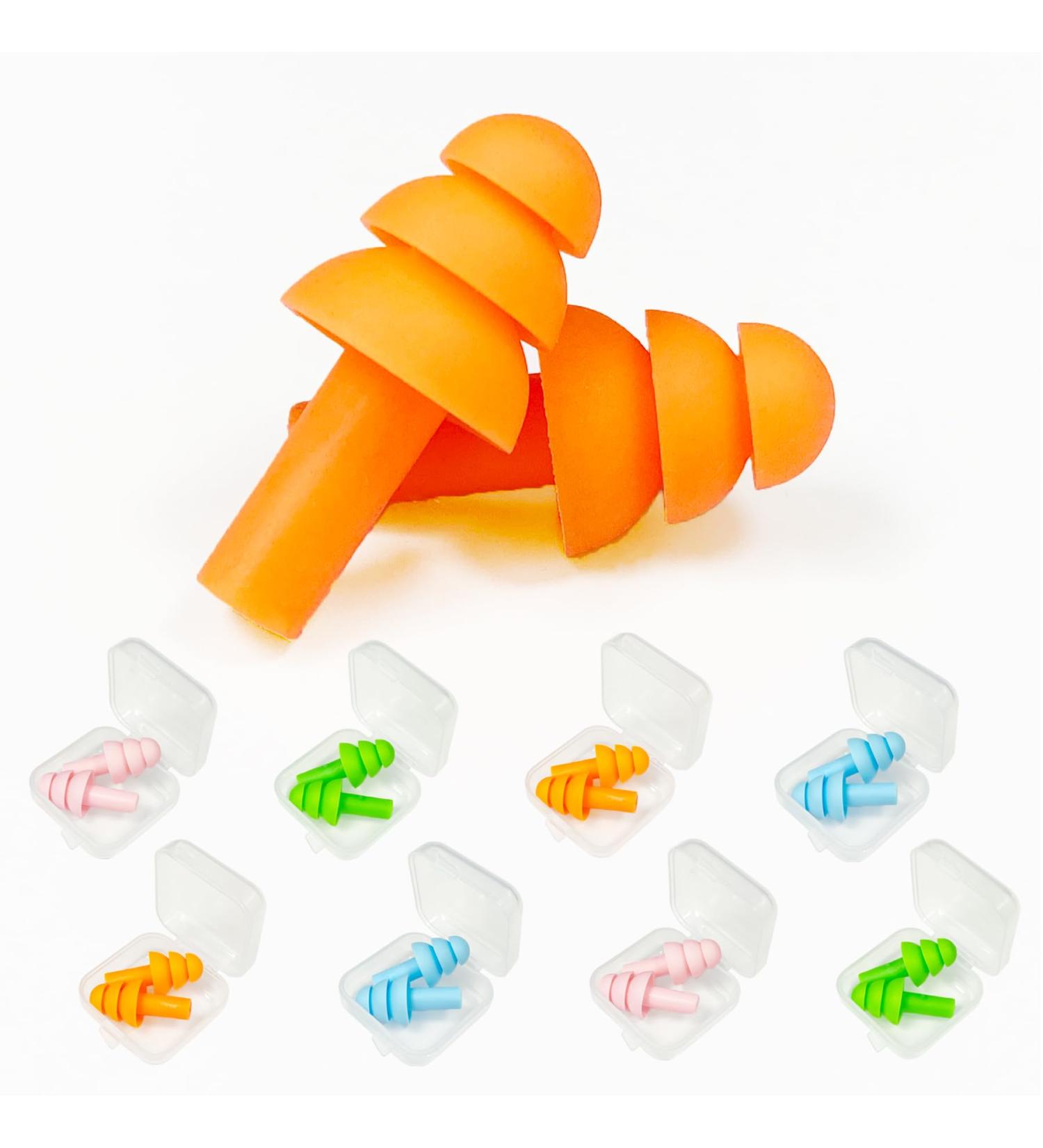 8 Pairs Silicone Earplugs for Sleeping - Noise Cancelling Reusable Soft - Ideal for Swimming Snoring Concerts & Noisy Environments - Available in 4 Colors - Buy Online on GoSupps.com