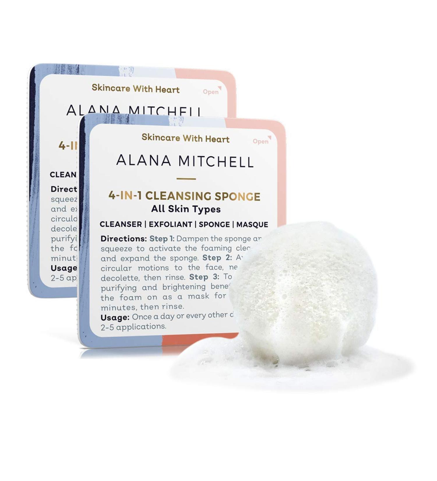 Alana Mitchell 4-in-1 Face Sponge - Deep Clean Pores Makeup Remover Reusable Exfoliator for Glowing Skin - Buy Online on GoSupps.com