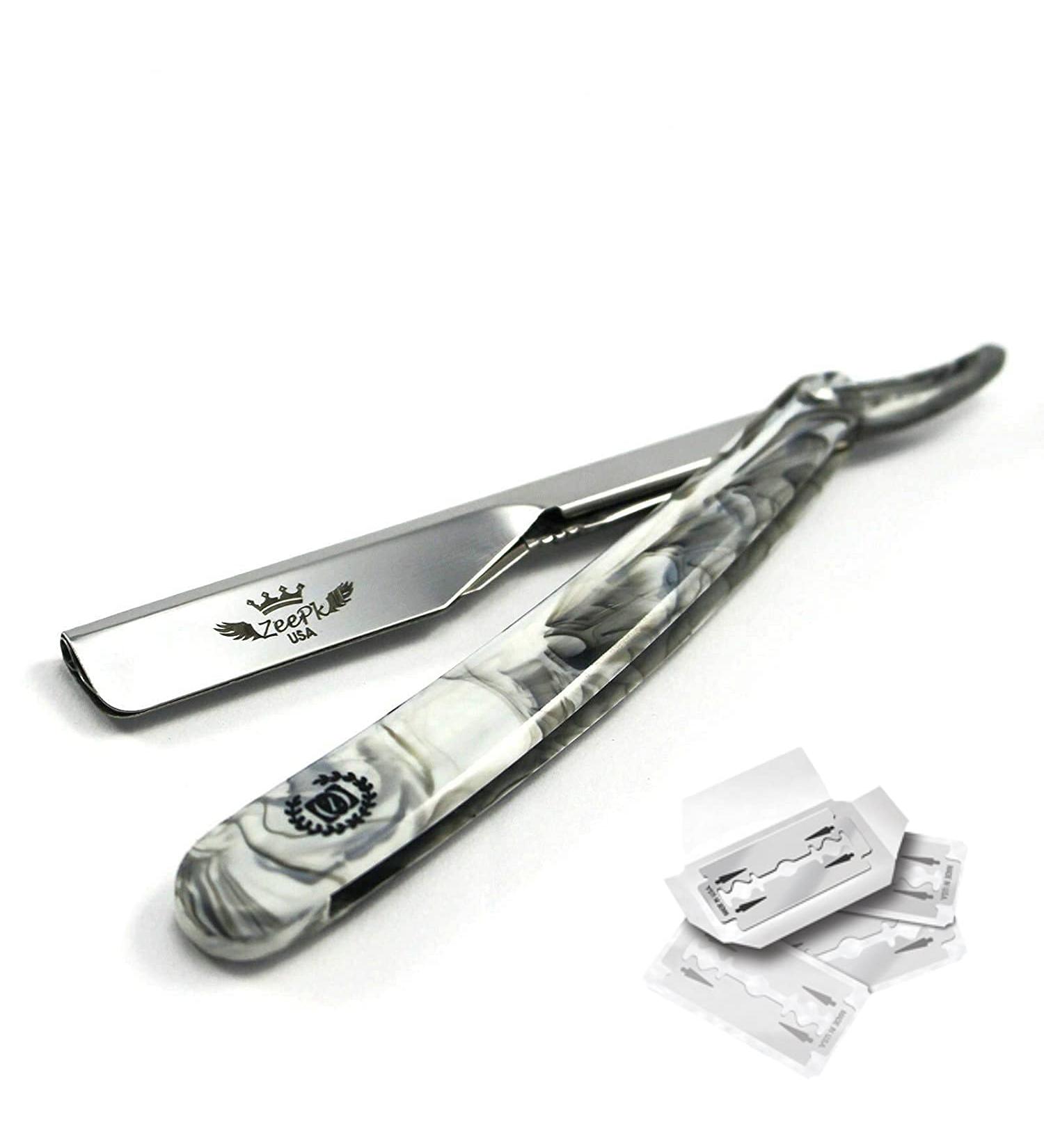 Buy Zeepk Beard Cut Throat Barber Straight Shaving Razor - Salon Quality with 10 Blades | International Shipping Available - Buy Online on GoSupps.com