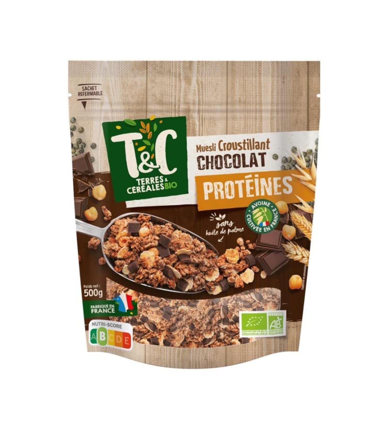 TERRES ET CEREALES - Terres Et C r ales Muesli Croustillant Chocolat Prot ines Bio 500G - Lot De 3