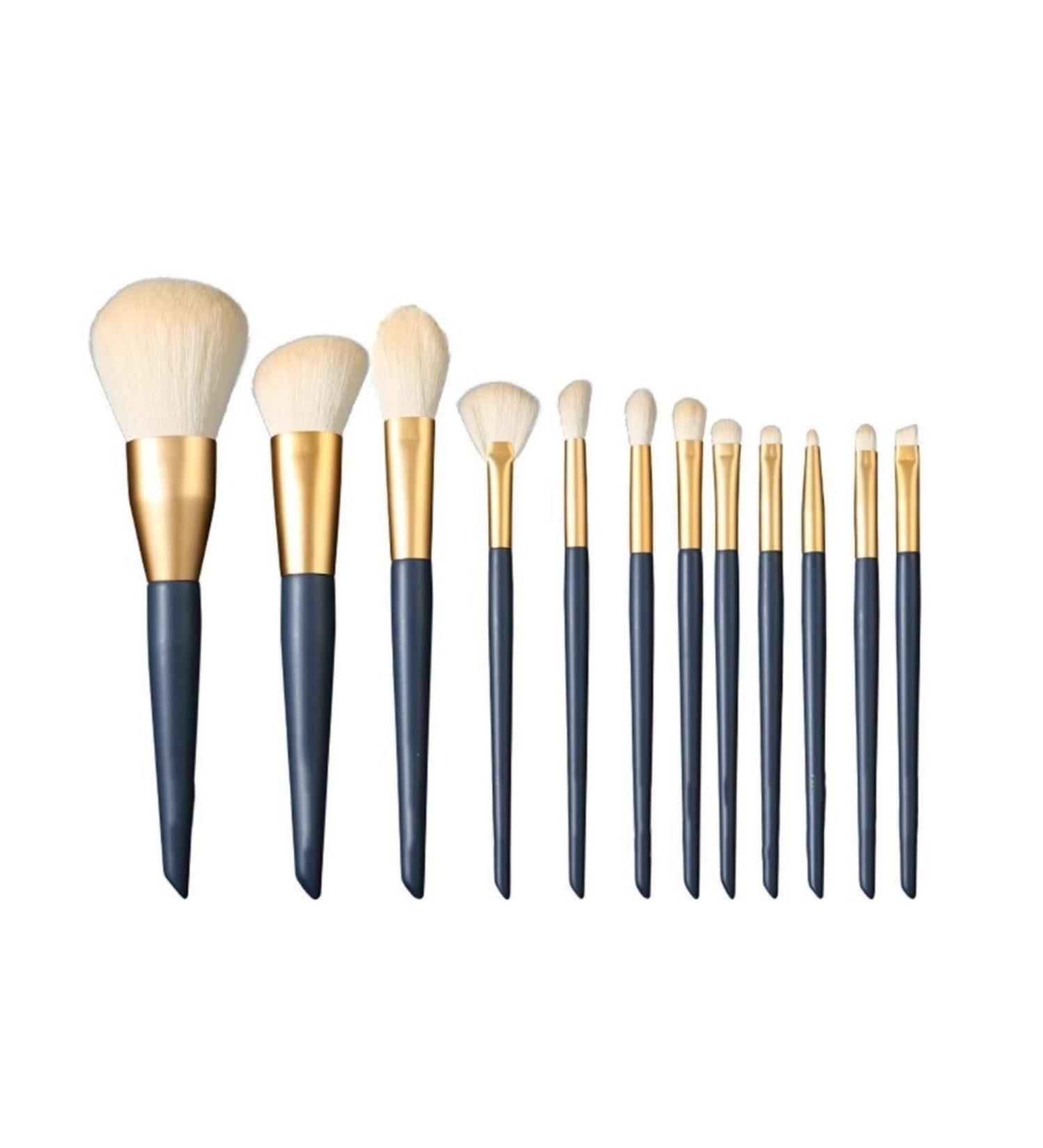 12-Piece Makeup Brush Set - Beginner's Super Soft Synthetic Fiber Brushes for Flawless Daily Makeup - Blue Foundation Brush Included - Buy Online on GoSupps.com