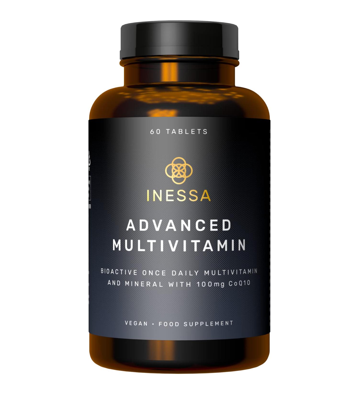 Inessa BIOACTIVE Advanced Multivitamin with Optimal CoQ10, Vitamin D3, B Spectrum, K2, A, 5-MTHF, Folic Acid, Zinc & Lutein | High Absorption Formula - Buy Online on GoSupps.com