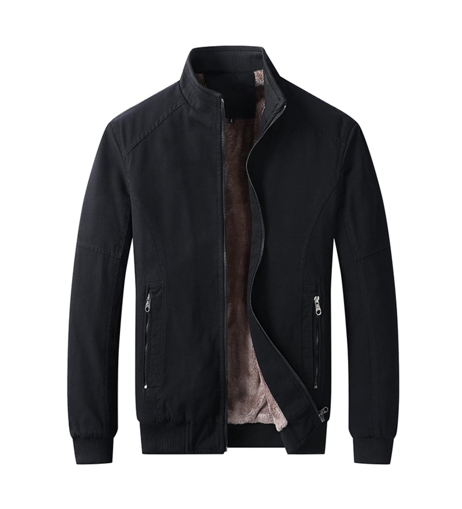 Men's XXL Black Fleece Plush Jacket - Warm Fluffy & Windproof Outdoor Coat with Hood - Buy Online on GoSupps.com