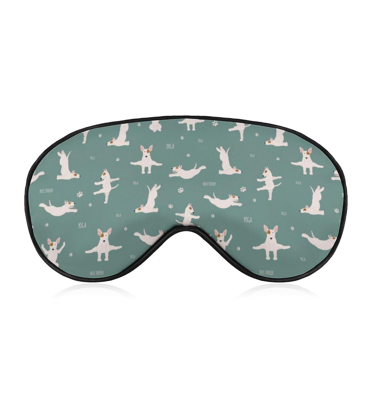 Yoga Bull Terrier Dogs Sleep Mask - Adjustable Strap for Sleeping, Blocking Light - Men Women Night Travel Nap Blindfold - Buy Online on GoSupps.com