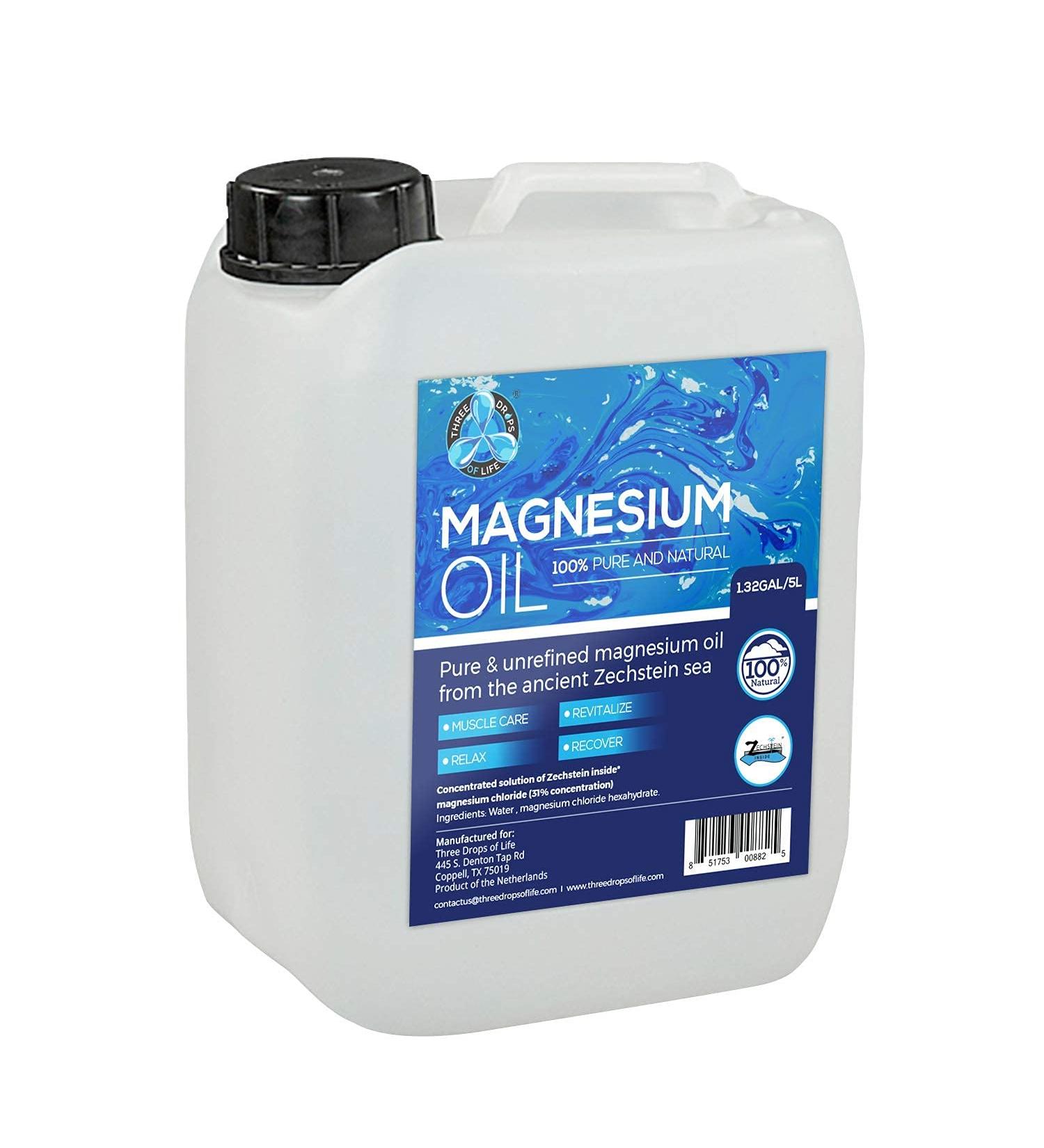 Pure Magnesium Oil Bulk Topical Magnesium Chloride Directly from Zechstein Sea Official Distributor of Zechstein Inside (1.32Gal/5L) 169 FL OZ (Pack of 1) - Buy Online on GoSupps.com