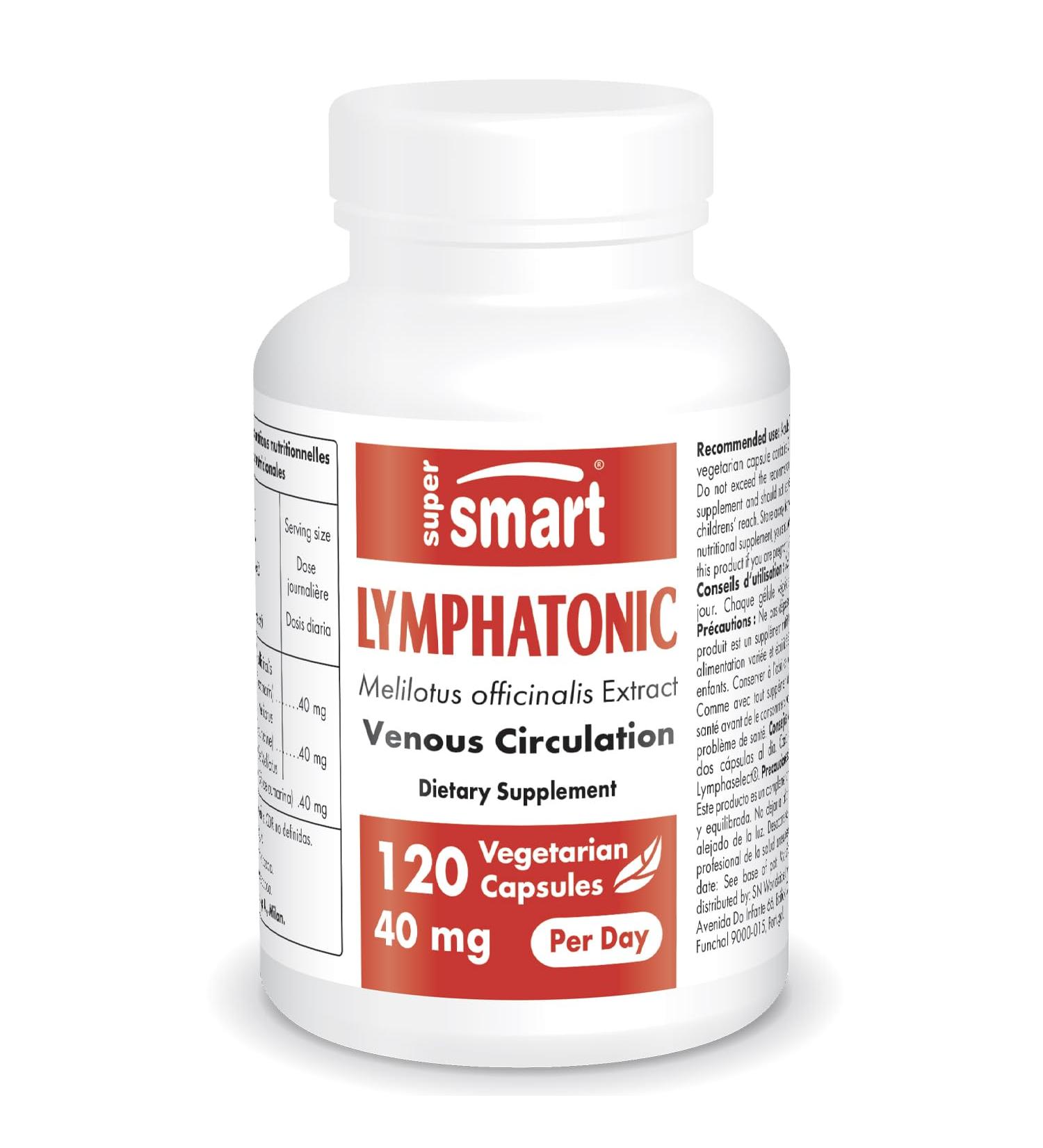 Supersmart Lymphatonic 40mg | Lymphatic Drainage & Swelling Support Supplement - Melilotus Officinalis 18% Coumarin - 120 Vegetarian Capsules - Buy Online on GoSupps.com