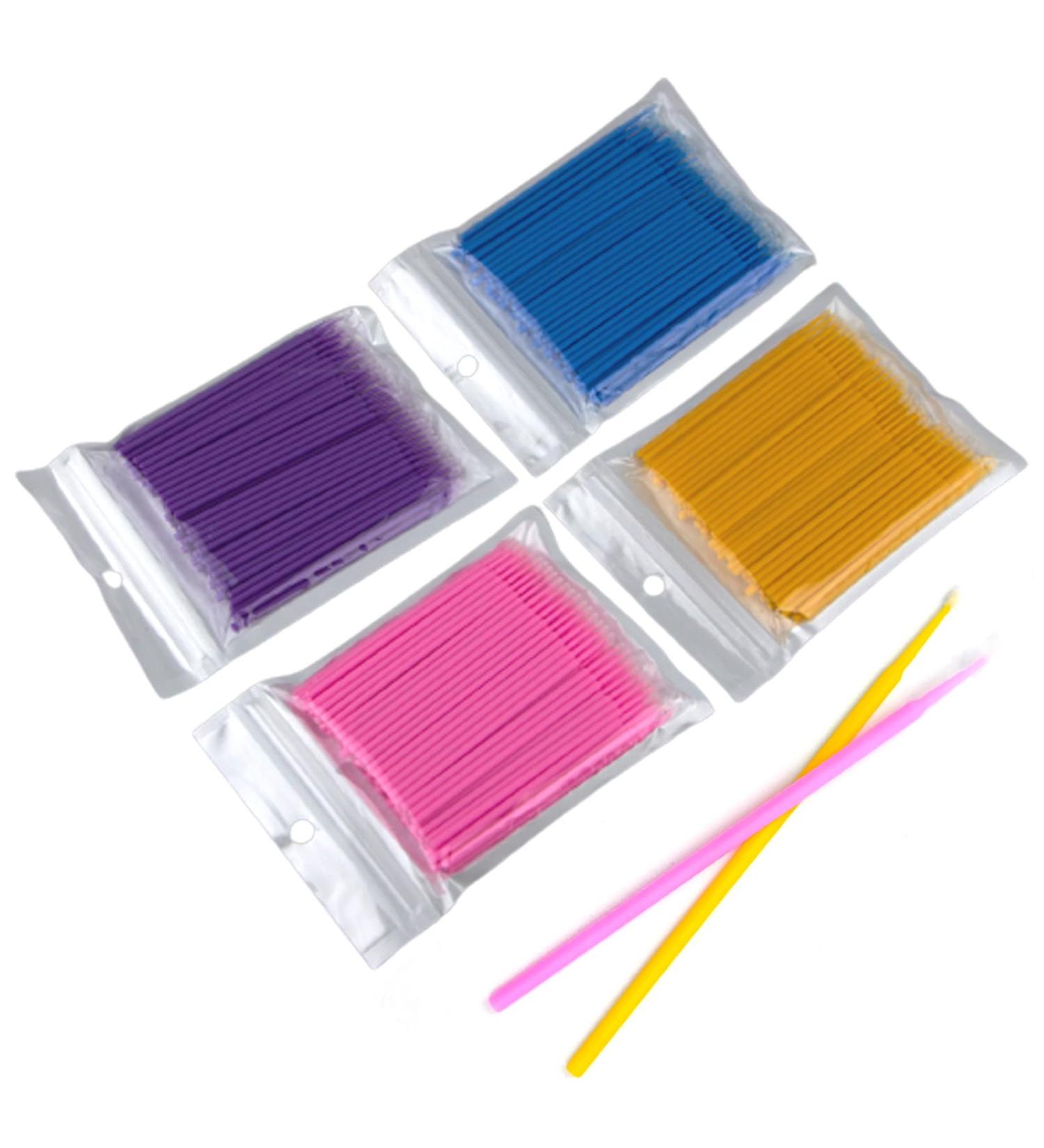 400Pcs Micro Applicators Brushes Disposable Applicator Eyelash Brushes Disposable Makeup Applicators for Eyelash Extension (Yellow Blue Purple Pink) - Buy Online on GoSupps.com