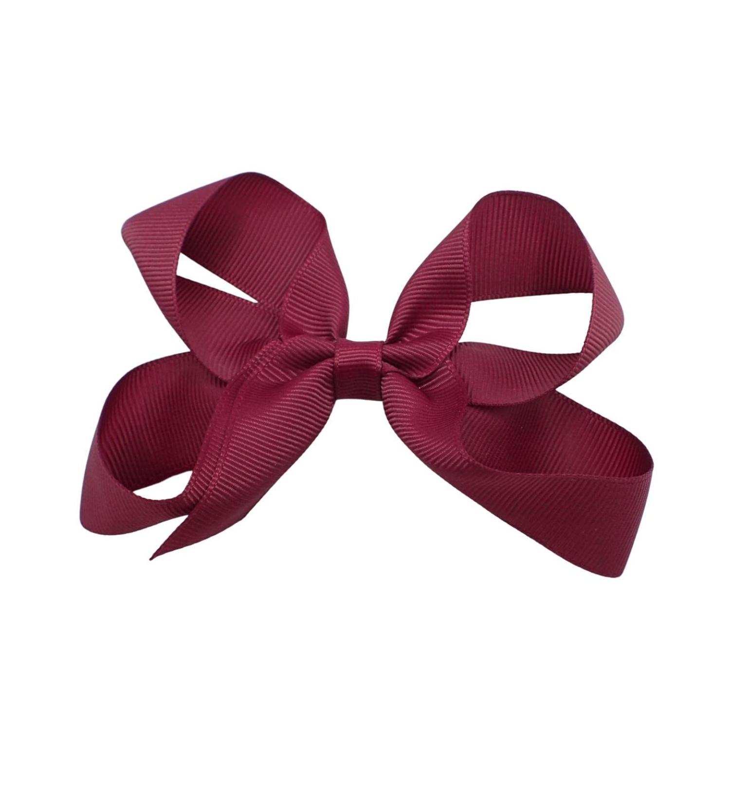 Topkids Accessories 12cm Ribbon Hair Bows Hair Clip Hair Bows for Girls Hair Clips Women Girls Hair Clips Girls Hair Accessories Hair Bows Clips Crocodile Clips Hair Bows (Burgundy) - Buy Online on GoSupps.com