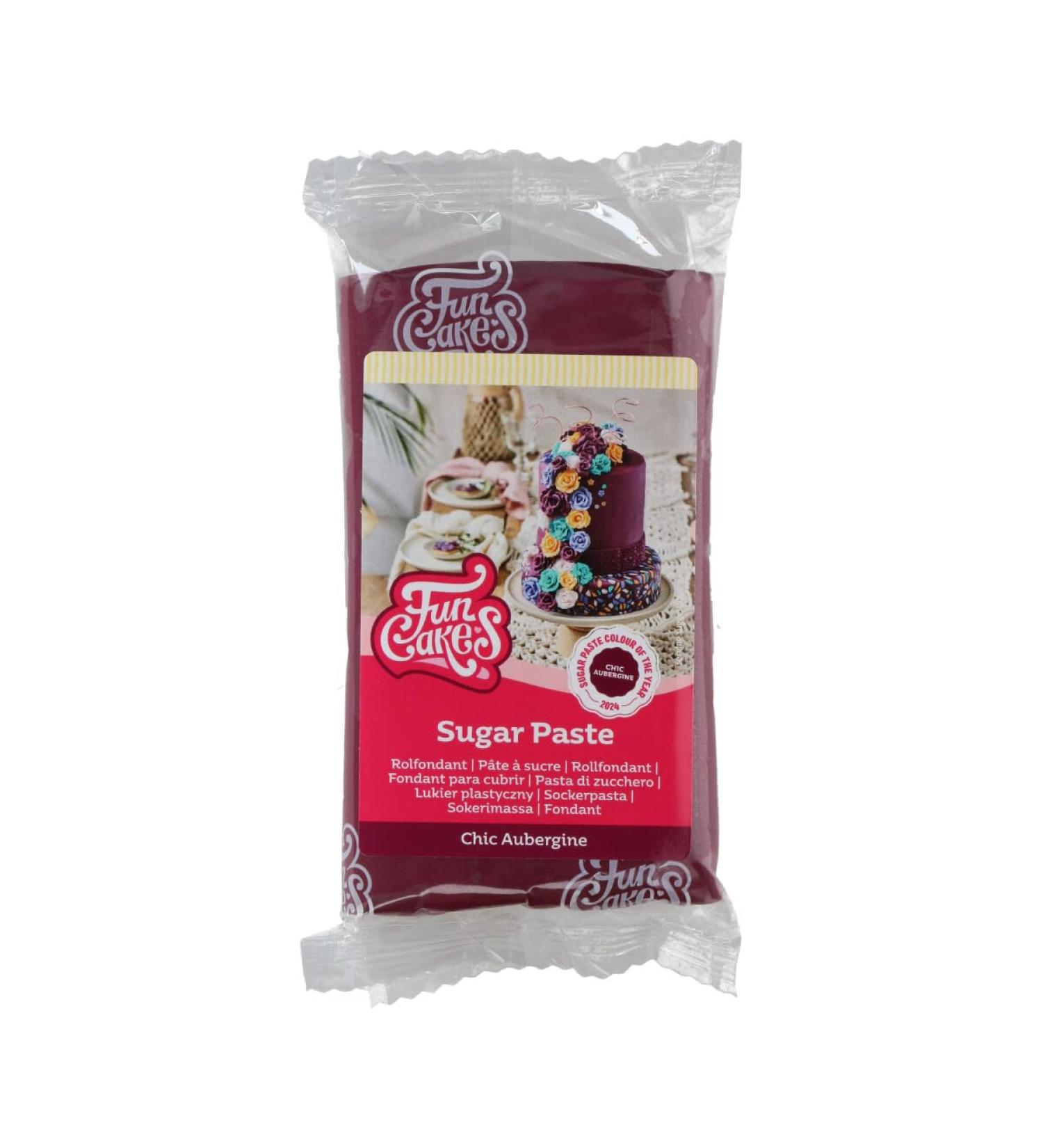 Funcakes Aubergine Fondant | Easy to Use Smooth & Flexible Cake Decoration | Halal Kosher & Gluten-Free | 250g Pack - Buy Online on GoSupps.com