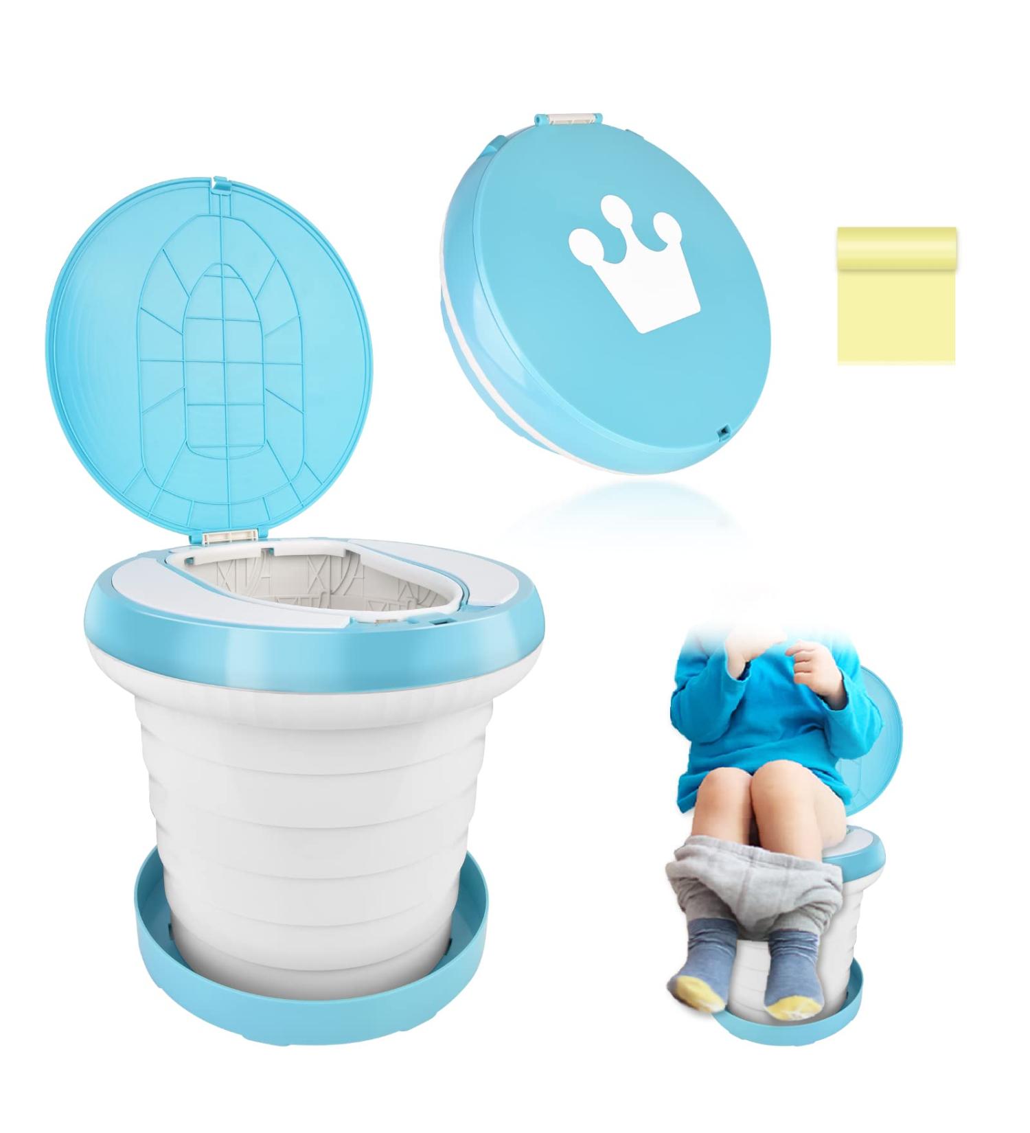 INSOUR 2 in 1 Portable Potty for Toddler Travel - Baby Potty Training Toilet Seat for Car, Camping & Indoor Use | 9.84 Inch Emergency Potty - Buy Online on GoSupps.com
