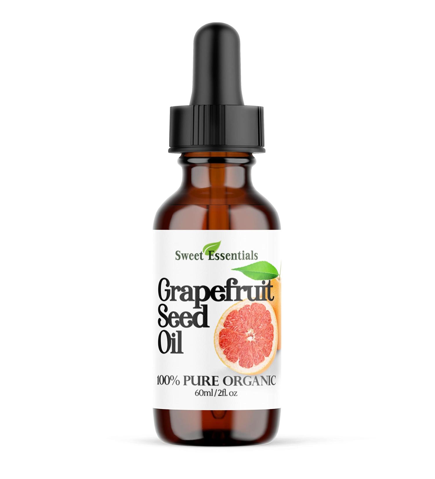 Sweet Essentials Organic Grapefruit Seed Oil - 100% Pure Cold Pressed Carrier Oil 2oz Glass Bottle Imported from Italy - Buy Online on GoSupps.com