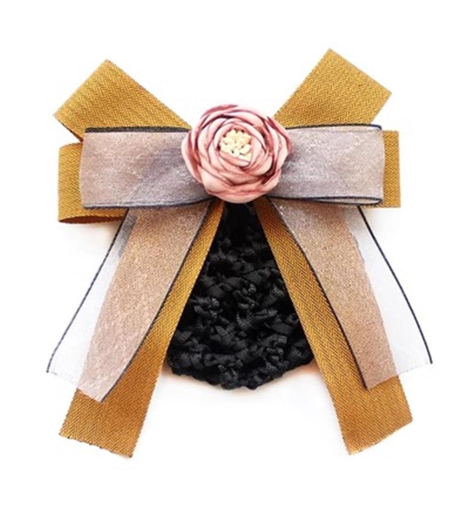 Women Bun Net Women's Fluttering Headband Flower Hair Accessories Hairnet(Yellow Style 2)