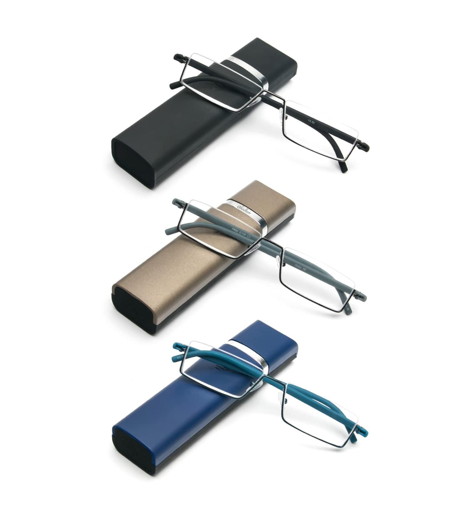 Kokobin 3-Pack Reading Glasses - Ultra-Light TR90 Frame Semi-Frame Visual Aid 3.5 Diopters Comes with Glasses Case for Men & Women - International Shipping Available - Buy Online on GoSupps.com