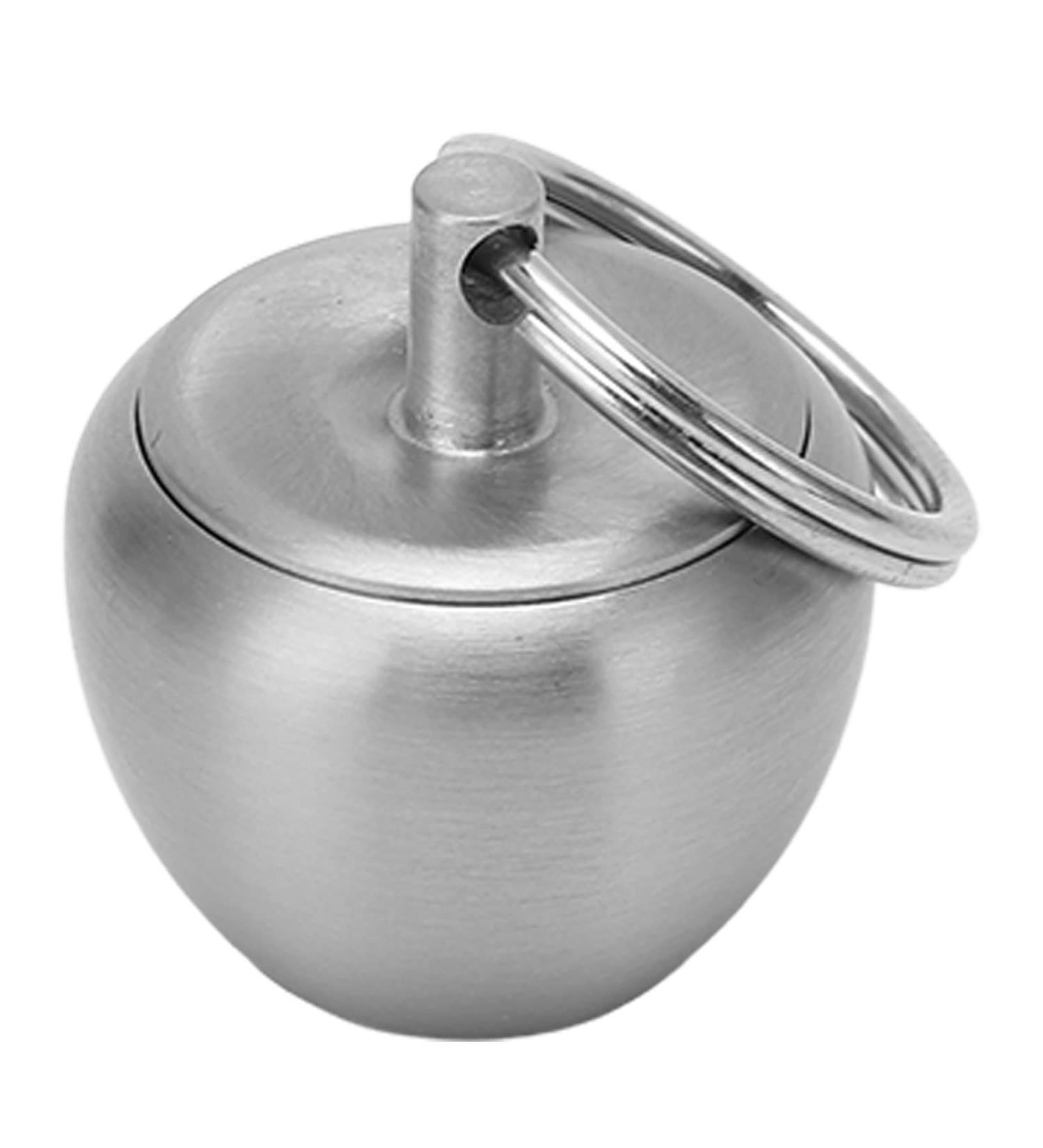 Stainless Steel Apple Shaped Pill Case - Portable Metal Medicine Box Keychain Holder for Travel & Outdoor Use - Buy Online on GoSupps.com