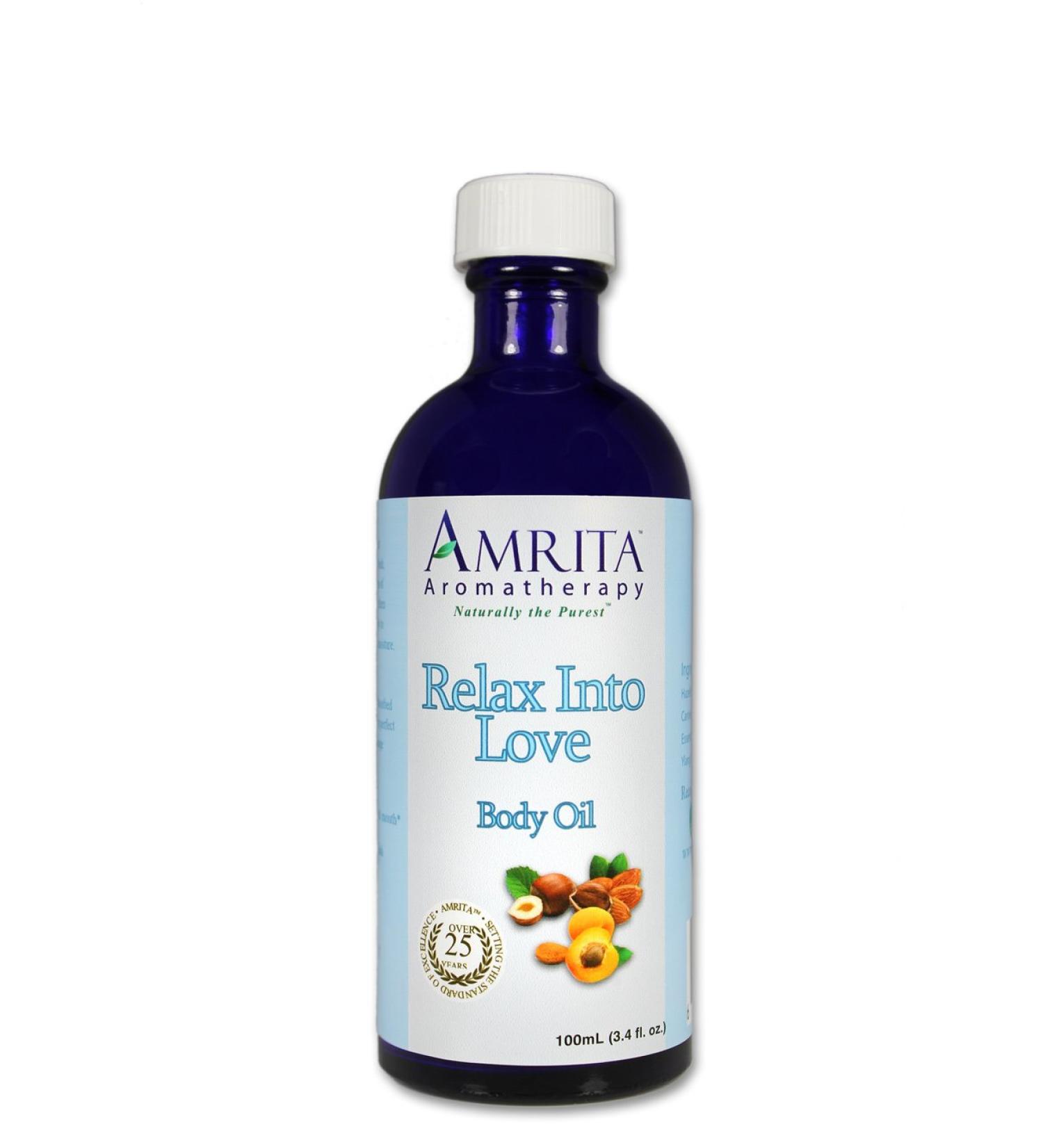 AMRITA Aromatherapy: Relax Into Love Massage & Body Oil With Pure and Therapeutic Grade Essential Oils of Lavender & Cinnamon - SIZE: 100ML