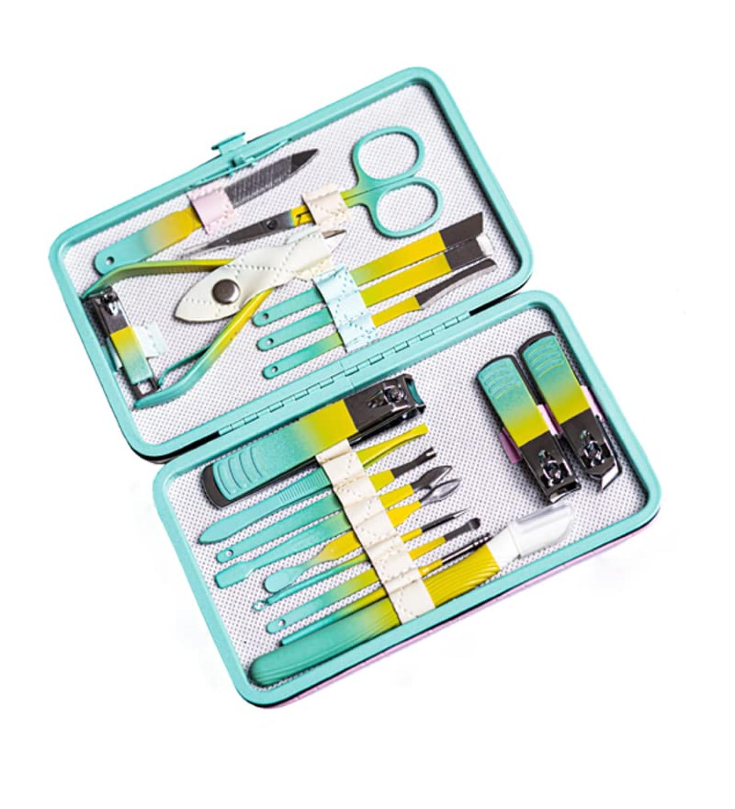 HOYUJI 18-Piece Nail Set Manicure Pliers Fashion Beauty Tools Kit - Professional Care Set for Men and Women - Lime Color - Best Gift Idea for Friends - Buy Online on GoSupps.com