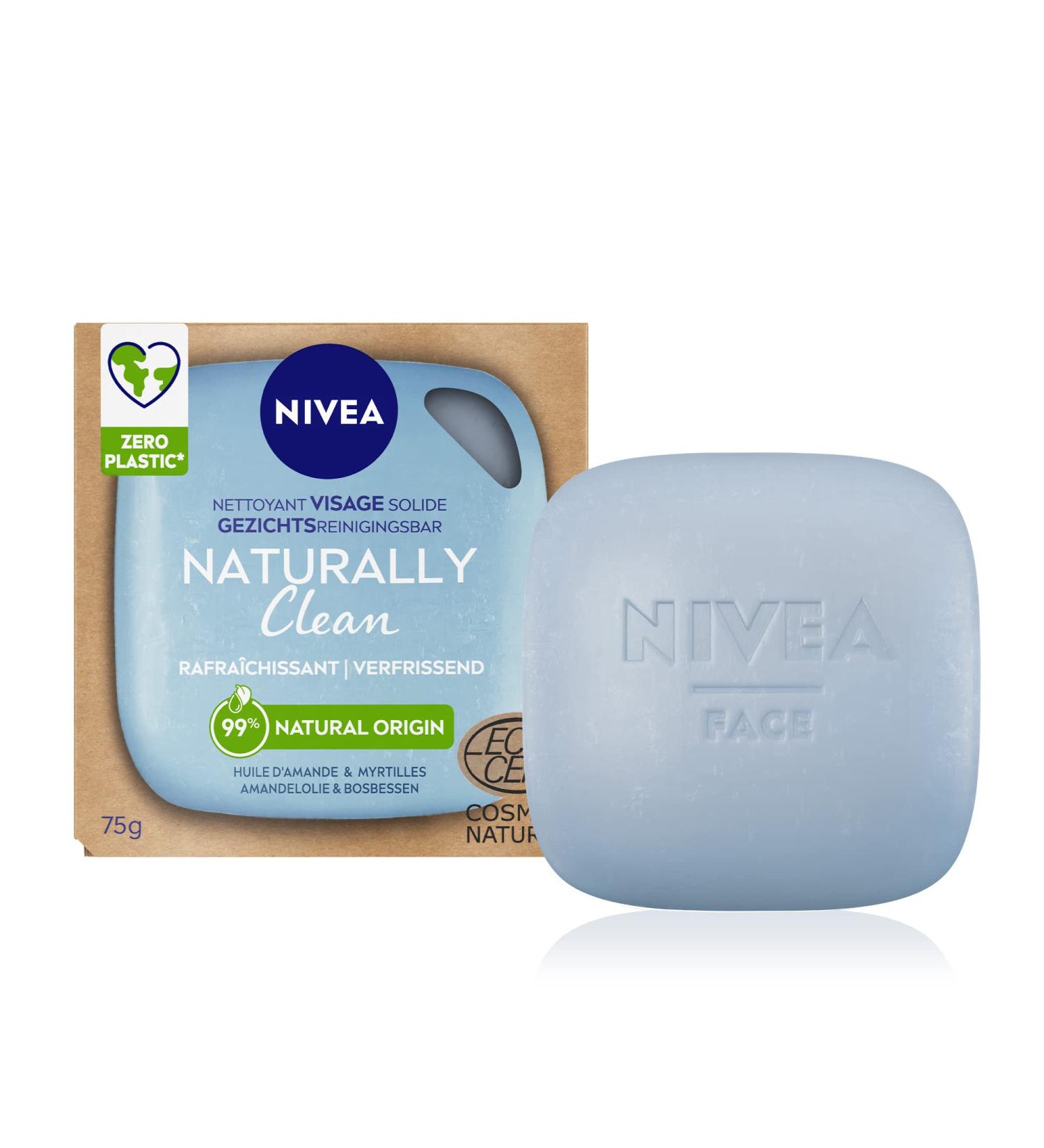 NIVEA NATURALLY Clean Refreshing Solid Facial Cleanser (1 x 75 g) Soap- and fragrance-free facial cleanser PH-neutral solid cleanser for the skin - Buy Online on GoSupps.com