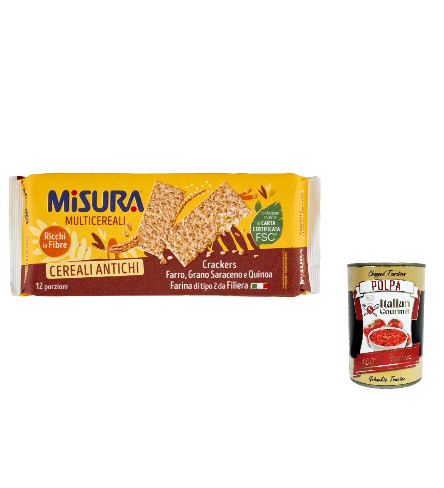  Italian Gourmet E.R. Misura Multigrain Cereal Crackers Pack of 6 cereal crackers Spelt buckwheat and quinoa 350g + Gourmet Italian polpa 400g - Buy Online on GoSupps.com