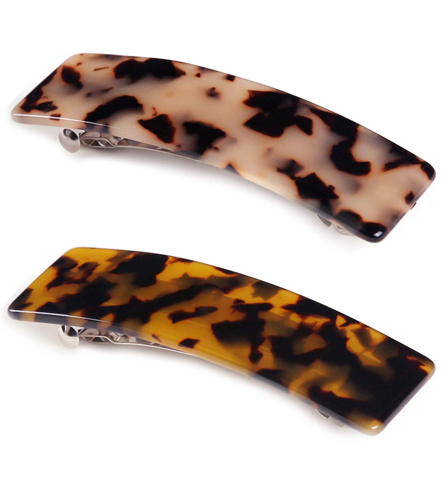 Premium French Hair Clips for Ladies - 2 Pack Large Automatic Clips in Ivory and Tortoise | Thick & Thin Hair Patent Pattern - Buy Online on GoSupps.com