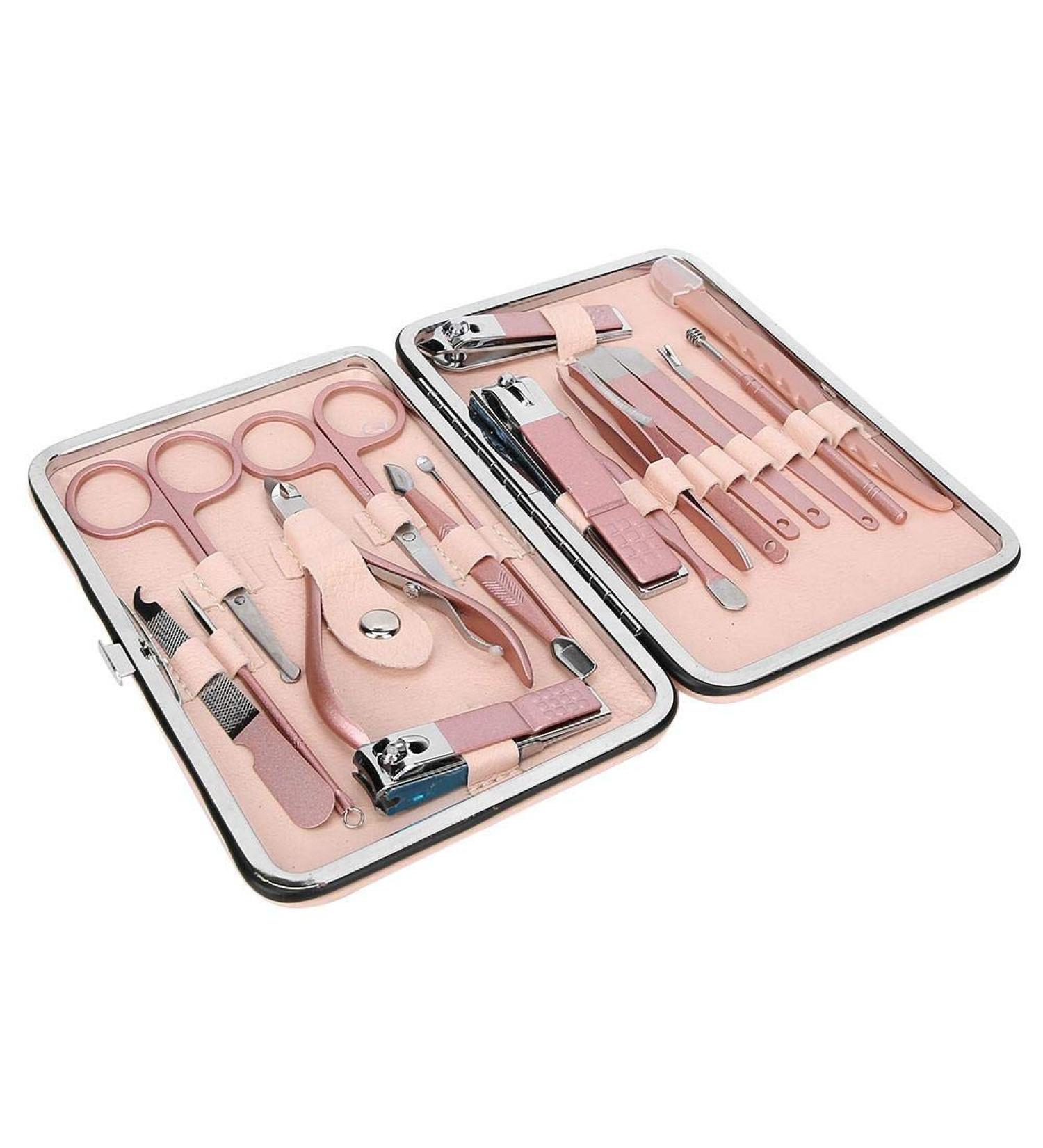 18 Pieces Stainless Steel Nail Clippers Set Professional Nail Art Tool Kit Cuticle Trimmer Kit Suitable for Men Women Girls Boys and Elderly(Ros gold) - Buy Online on GoSupps.com