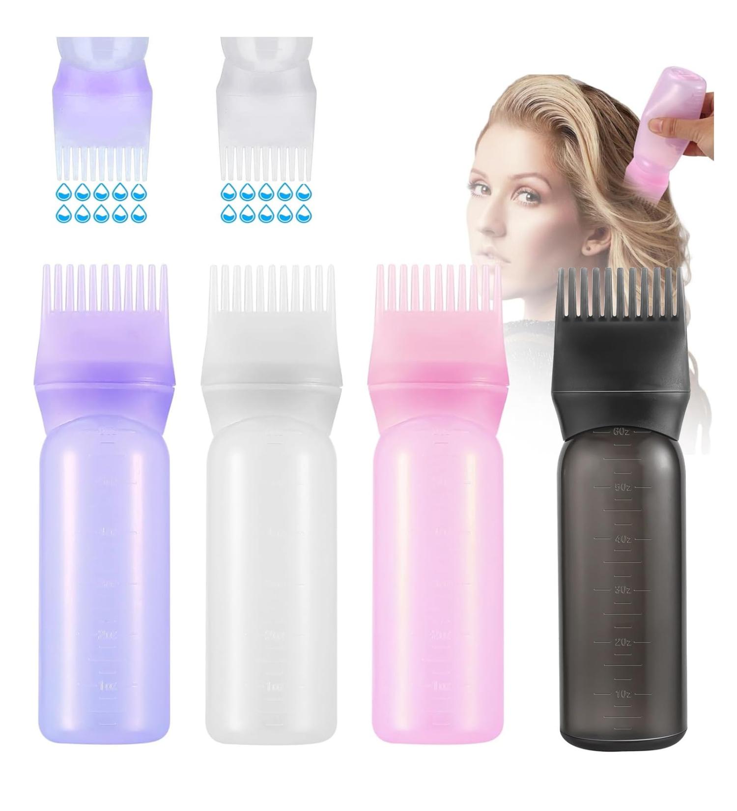 FCSNJH Hair Oil Applicator Set - 4 Colorful 160ml Bottles for Easy Hair Care & Oiling | Perfect for Hair Dye & Rosemary Oil - Buy Online on GoSupps.com