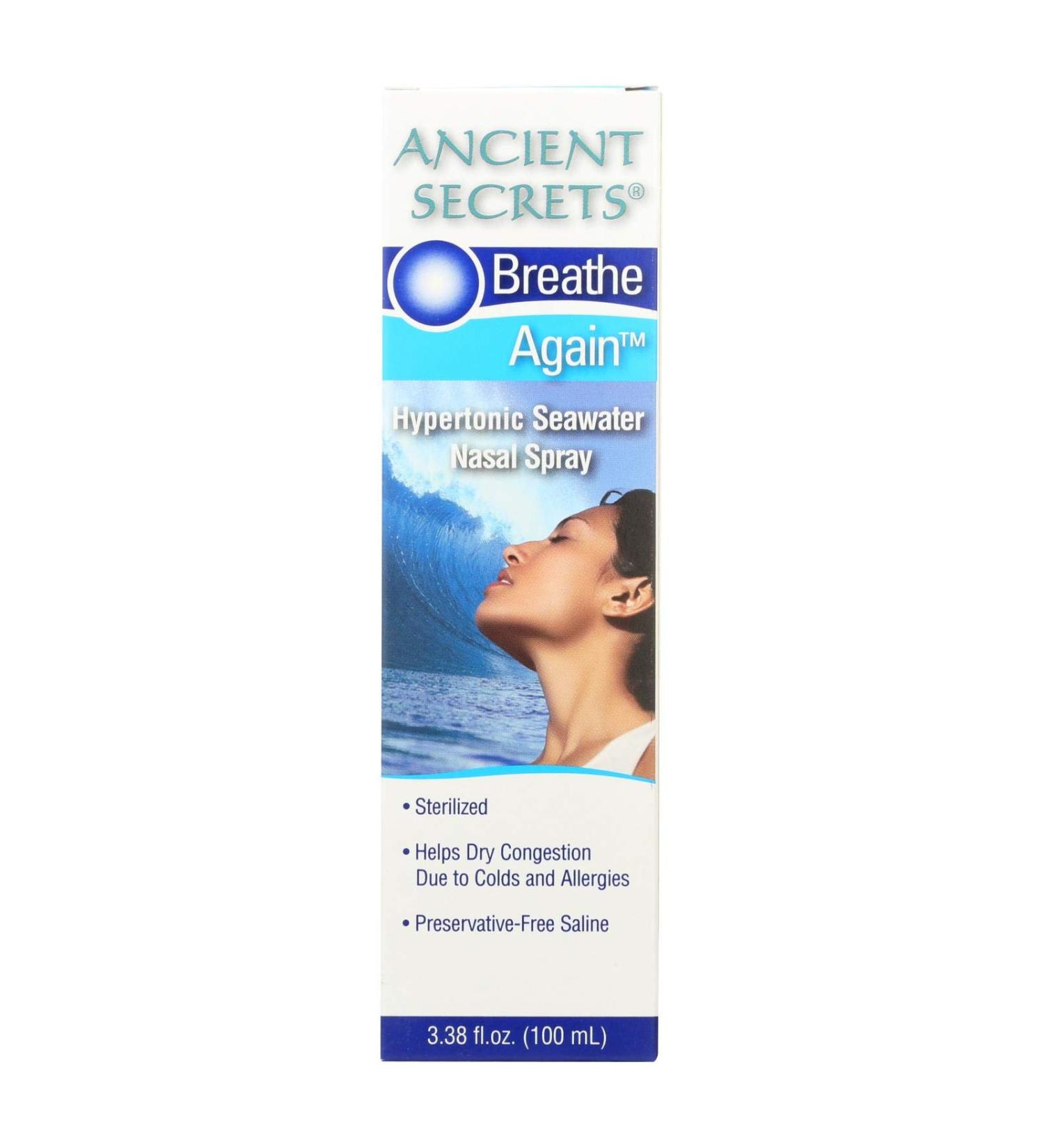 2 Packs of Ancient Secrets Breathe Again Nasal Spray - 3.38 Fl Oz