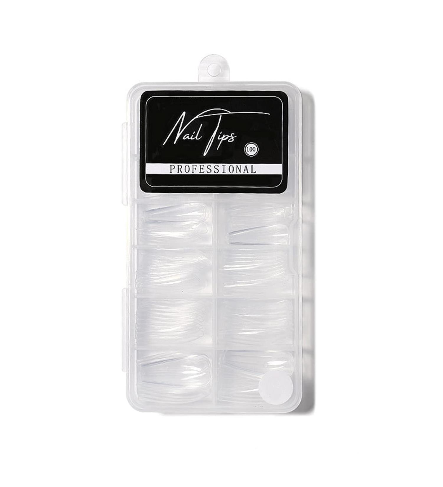 Sunydog 100Pcs Clear Acrylic Nail Tips - Full & Half Cover Coffin-Shaped Ballerina Tips for Nail Studios & DIY Nail Art | 10 Sizes - Buy Online on GoSupps.com