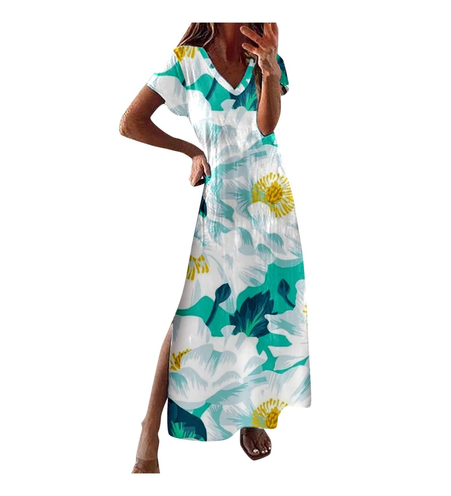 Rytejfes Women's Colorful Long Sleeve Beach Dress - XXL Sexy Summer Maxi & Midi Boho Blouse for Big Sizes - Buy Online on GoSupps.com