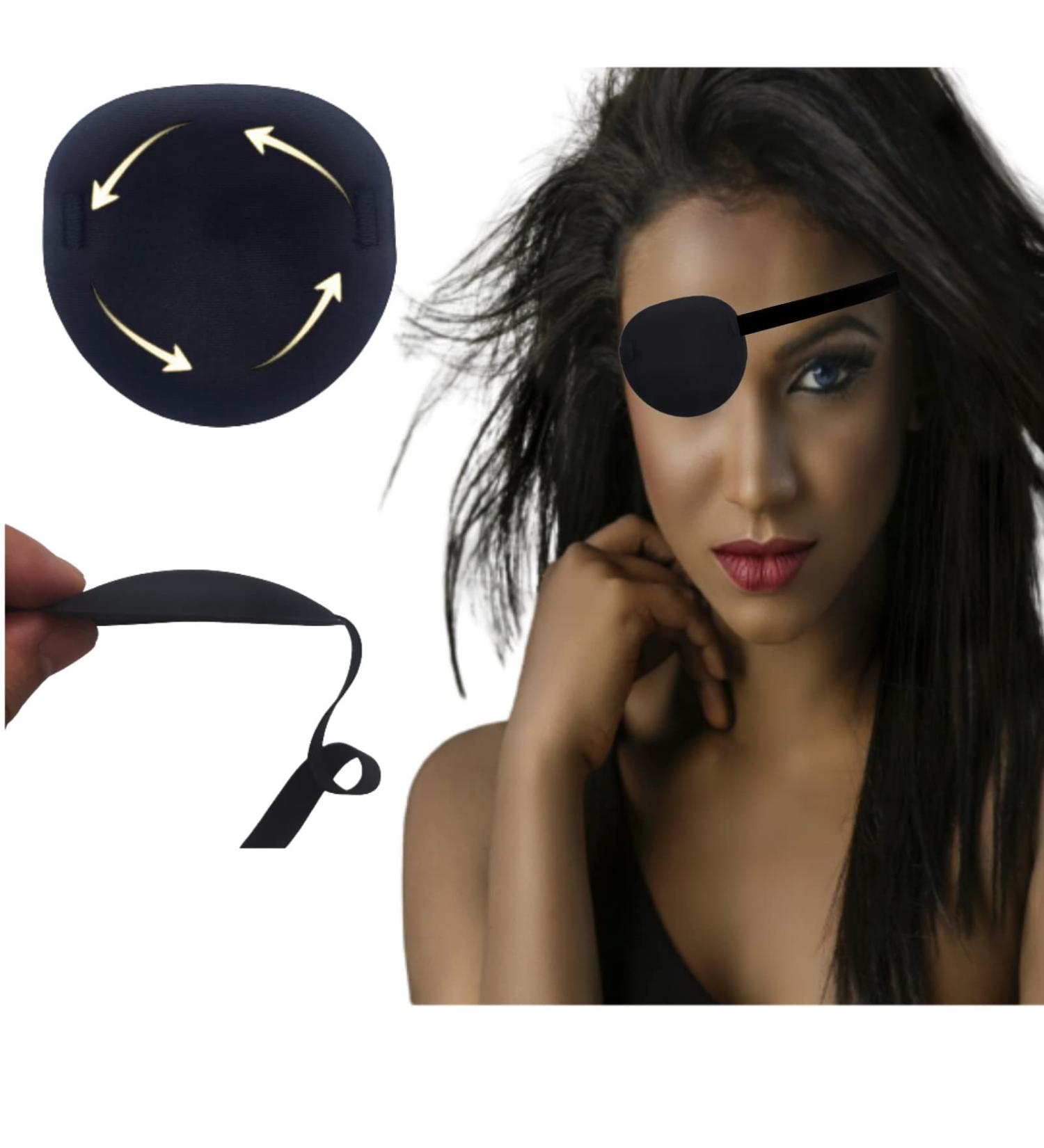 Adjustable Black Eye Patch for Amblyopia | Washable Pirate Style Eye Patch for Adults & Kids | Suitable for Left or Right Eye - 1 Pack - Buy Online on GoSupps.com