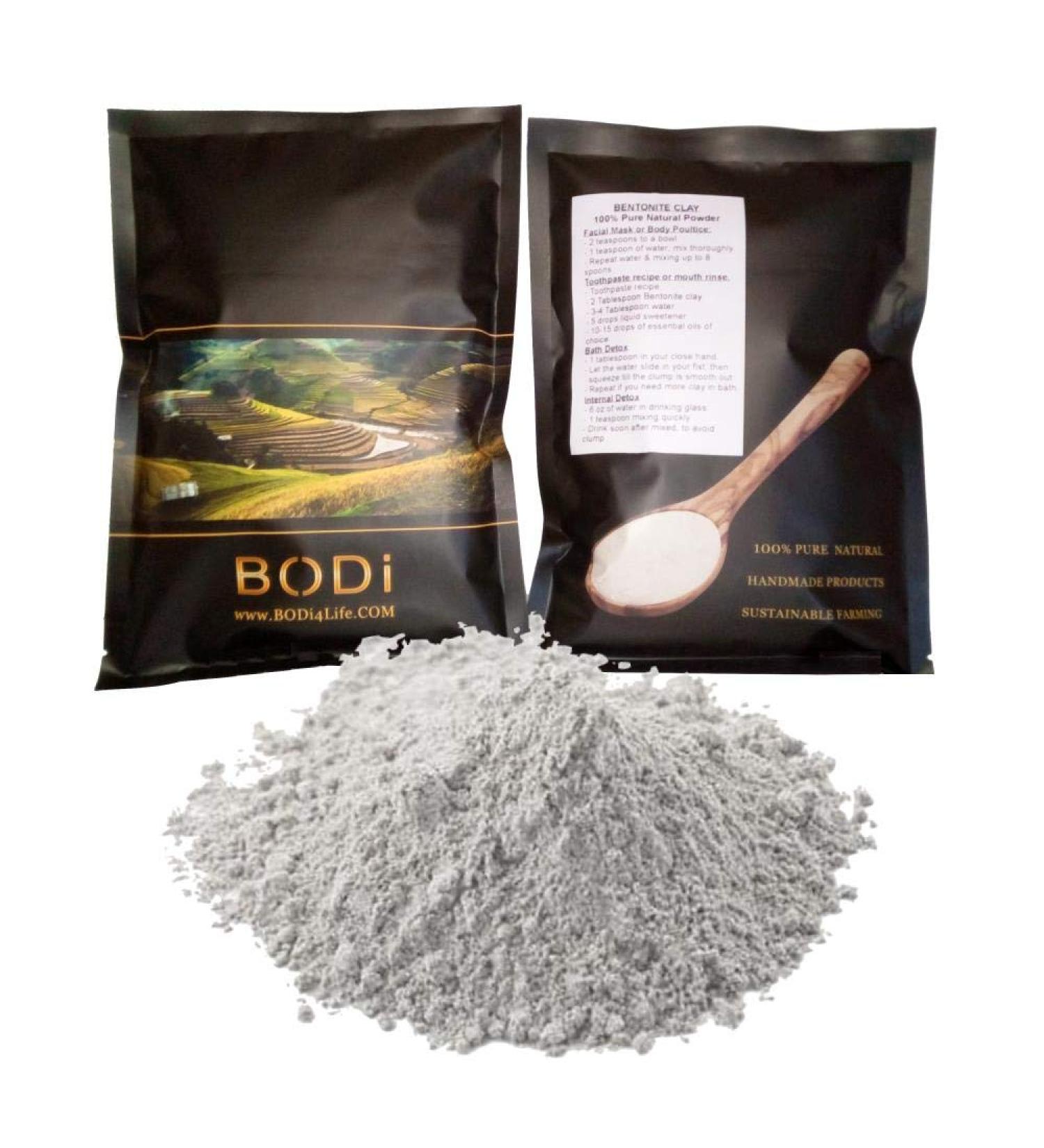 Bodi Bentonite Clay (1 lb) - 100% Pure Extra Fine Powder, Food-Grade for Excellent Skin Cleanse - Buy Online on GoSupps.com