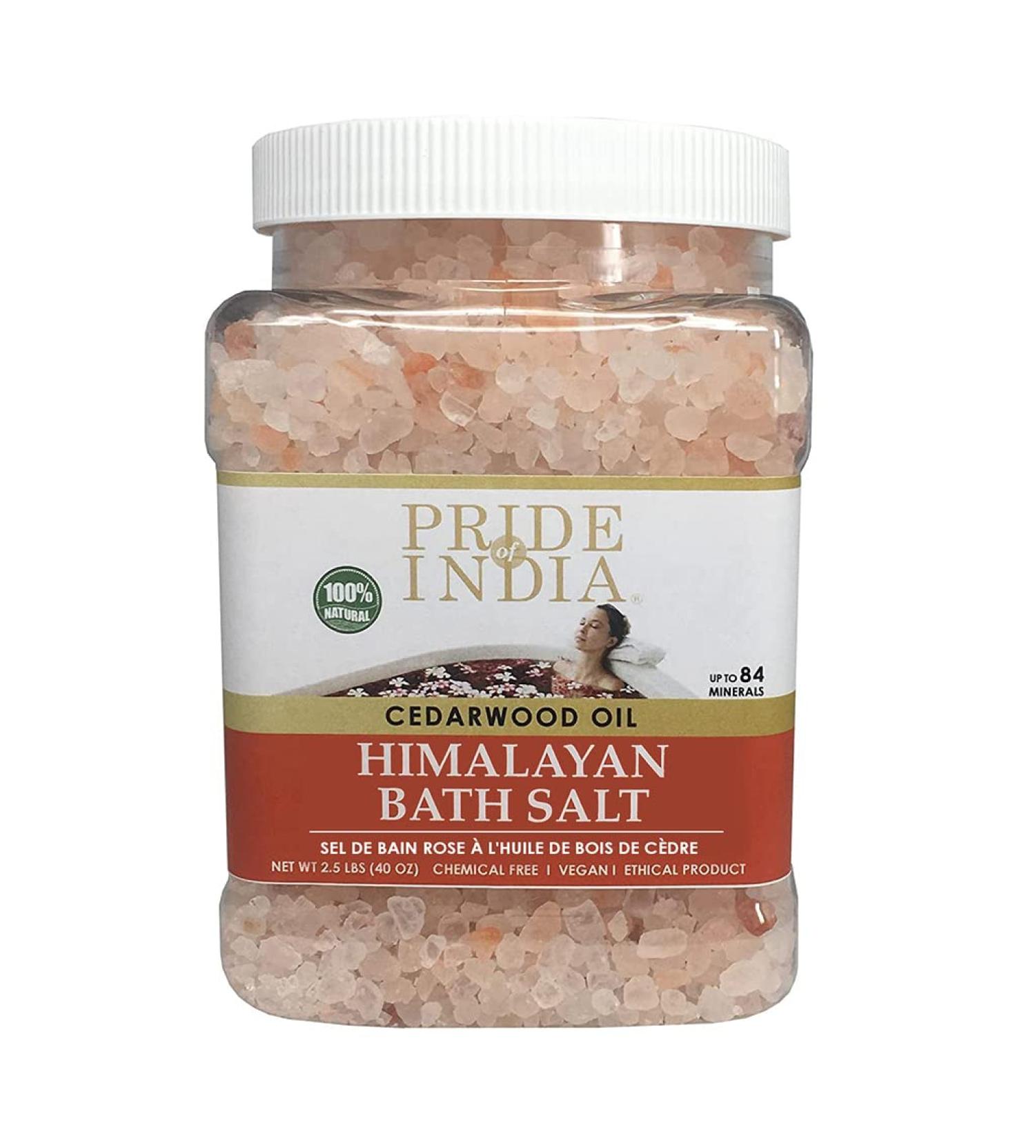 Pride Of India Himalayan Pink Bath Salt with Cedarwood Oil - 2.5lb Jar | Natural Minerals for Men & Women - Buy Online on GoSupps.com