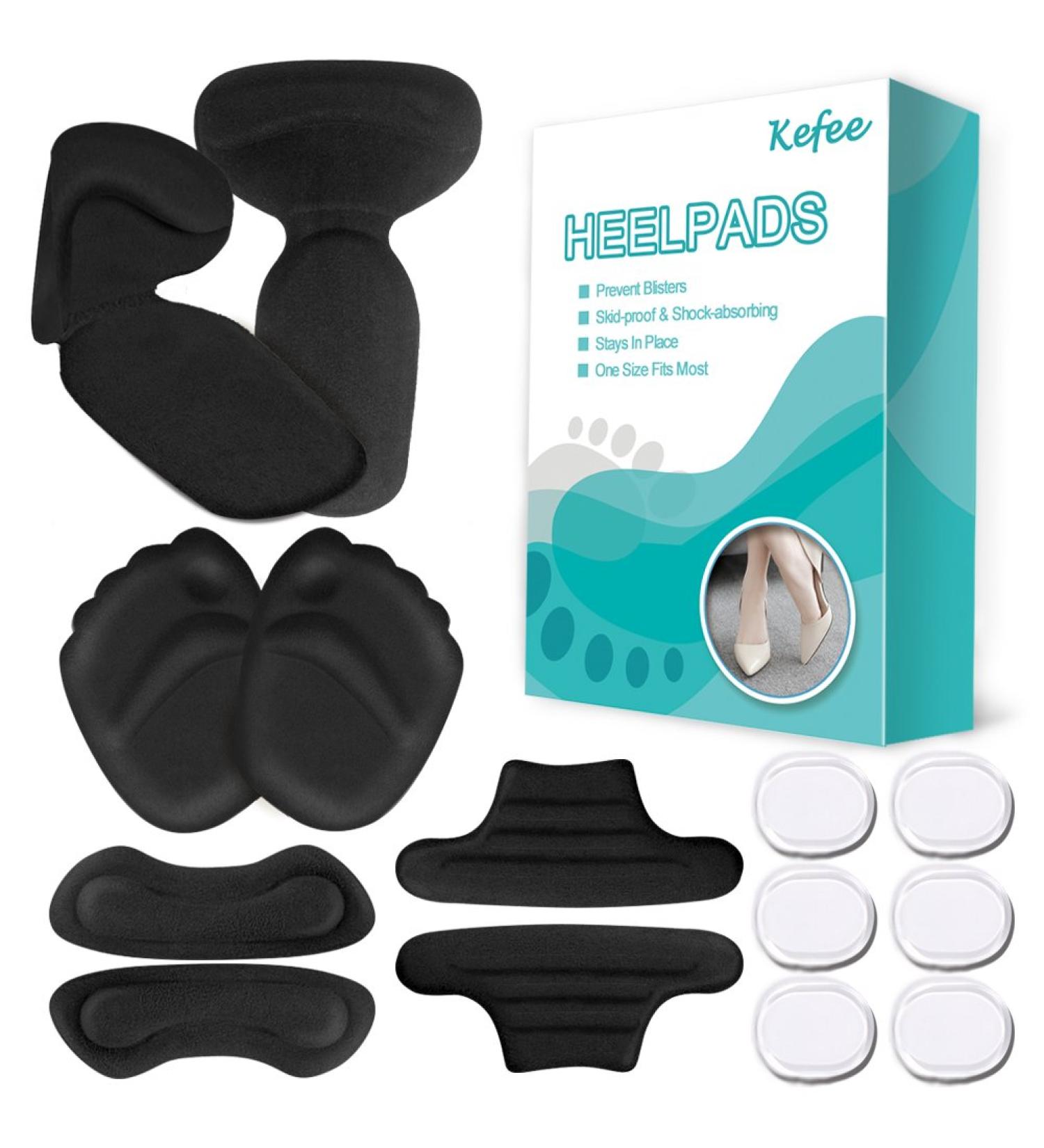 Heel Grips and Inserts Set for Women - High Heel Pads, Forefoot Cushion, Blister Prevention - Black - Buy Online on GoSupps.com