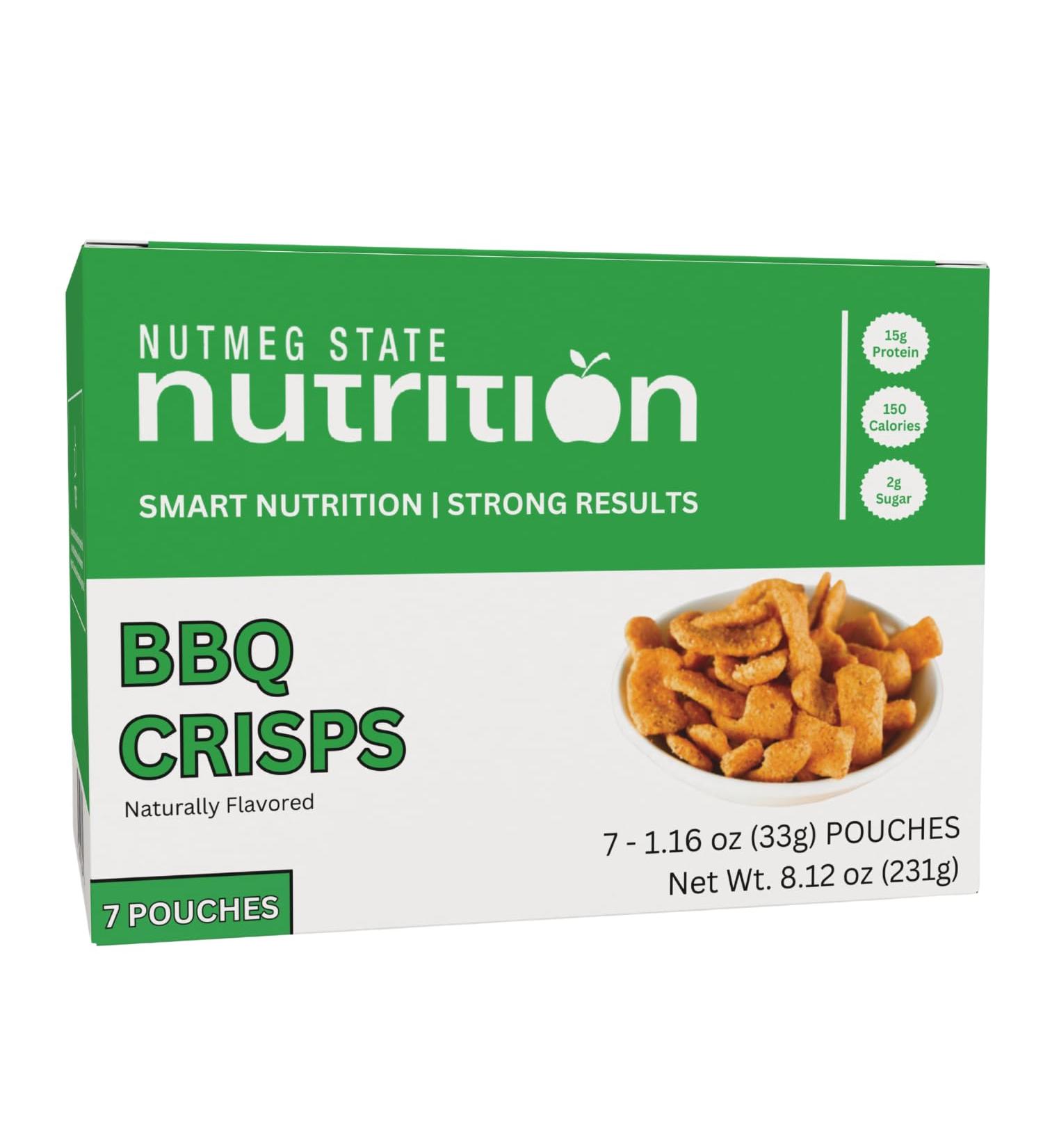 Nutmeg State Nutrition - High Protein Crisps Protein Chips 15g Protein 150 Calories 2g Sugar Diet Snacks Keto 7 Servings Per Box (1 Box Barbecue) Barbecue 1 Count (Pack of 1) - Buy Online on GoSupps.com
