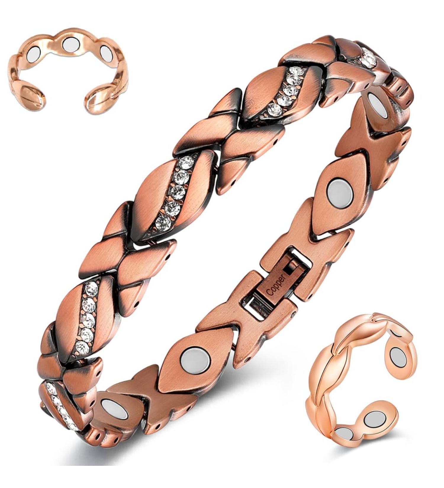 Shop Cigmag Women's Lymphatic Drainage Copper Bracelet - Ultra-High Magnets 99% Pure Copper Adjustable Gift Box & Removal Tool - Buy Online on GoSupps.com