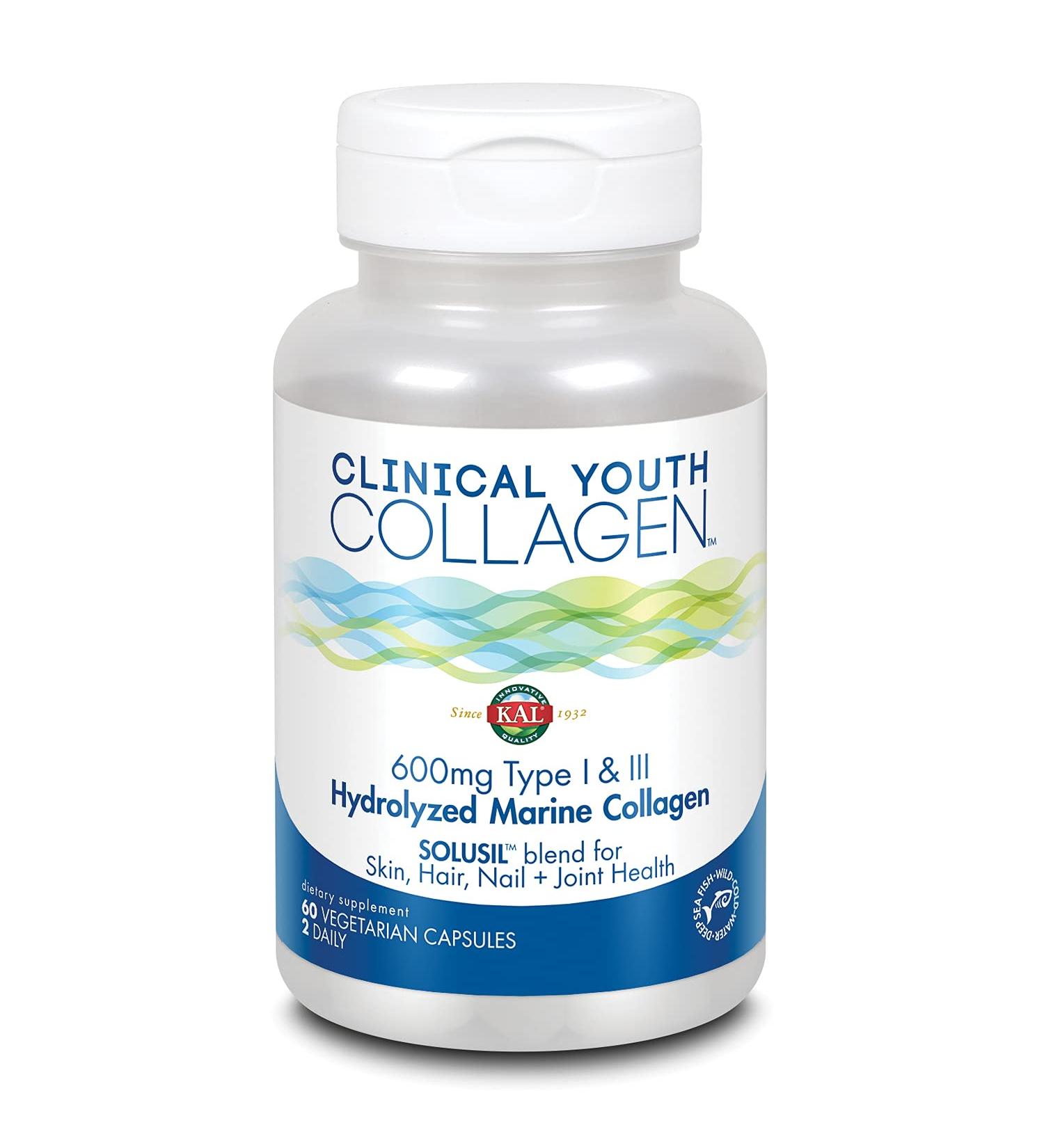 KAL Clinical Youth Collagen - 60 Vegetarian Capsules for Youthful Skin - Buy Online on GoSupps.com