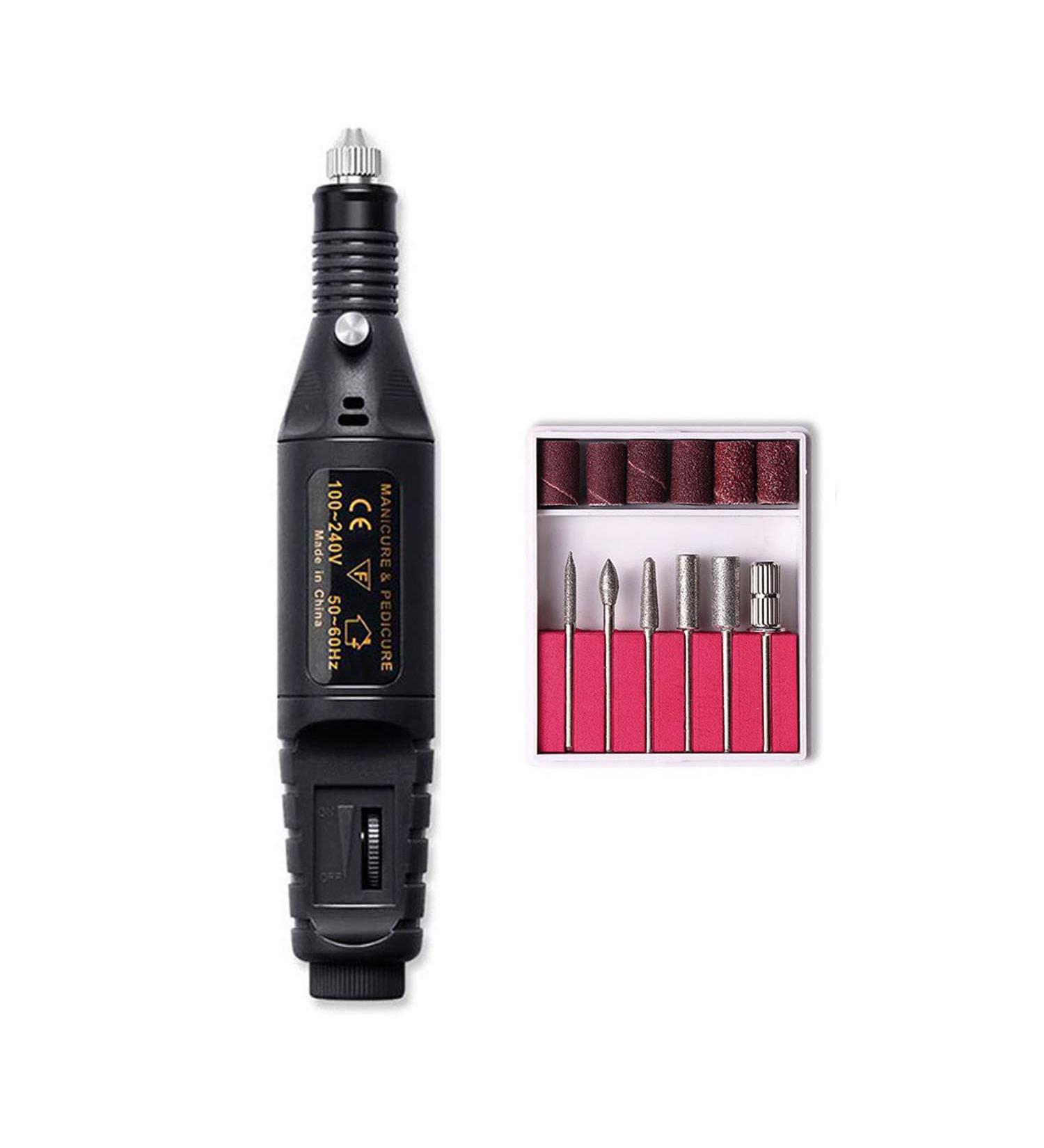 FATUXZ Portable Electric Nail Drill - Professional 20000rpm Manicure Pedicure Kit with Sanding Bands for Acrylic Gel Nails (Black) - Buy Online on GoSupps.com