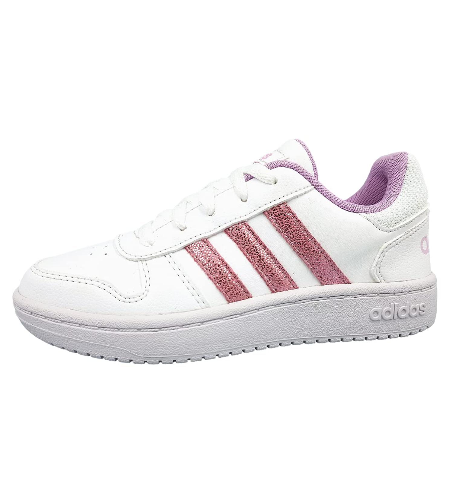 Adidas Unisex Kids Hoops 2.0 K Fitness Shoes - Size 36 2/3 EU - Ftwr White/Clear Lilac/Grey Two - International Shipping Available - Buy Online on GoSupps.com