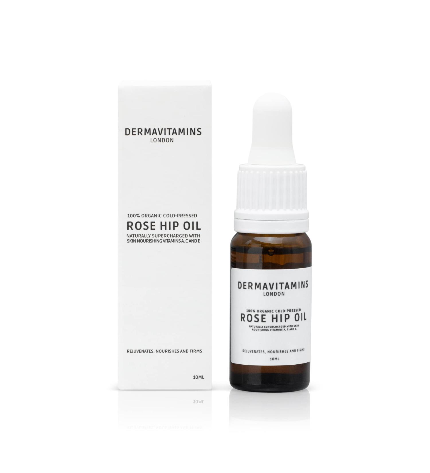 DermaVitamins 100% Organic Cold-Pressed Rose Hip Oil (10ml) - Pure and Natural Skincare Solution - Buy Online on GoSupps.com