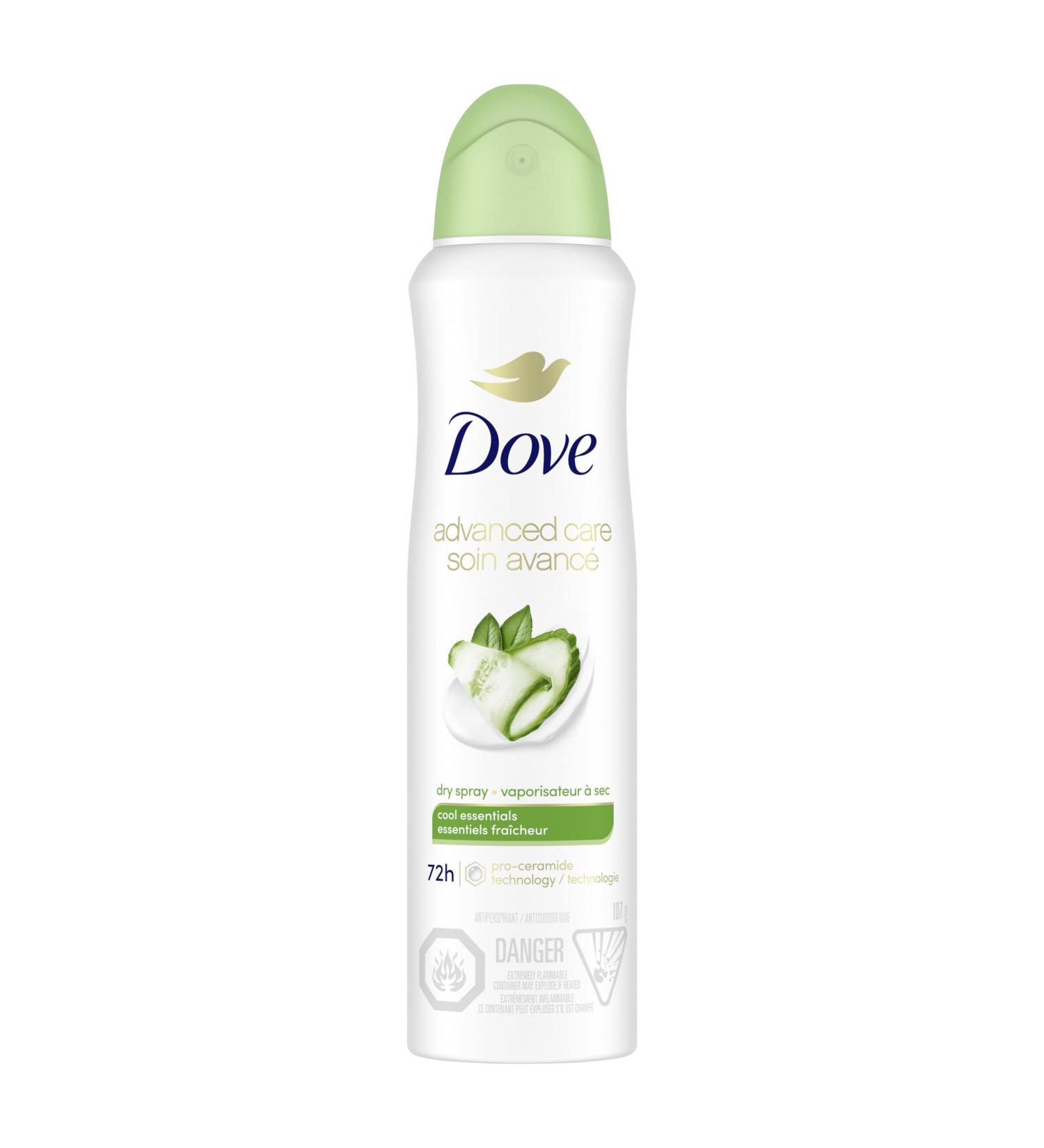 Dove Advanced Care Dry Spray Antiperspirant Deodorant for Women with 1/4 Moisturizers Cool Essentials for 48 Hour Protection and Soft and Comfortable Underarms 107 g - Buy Online on GoSupps.com