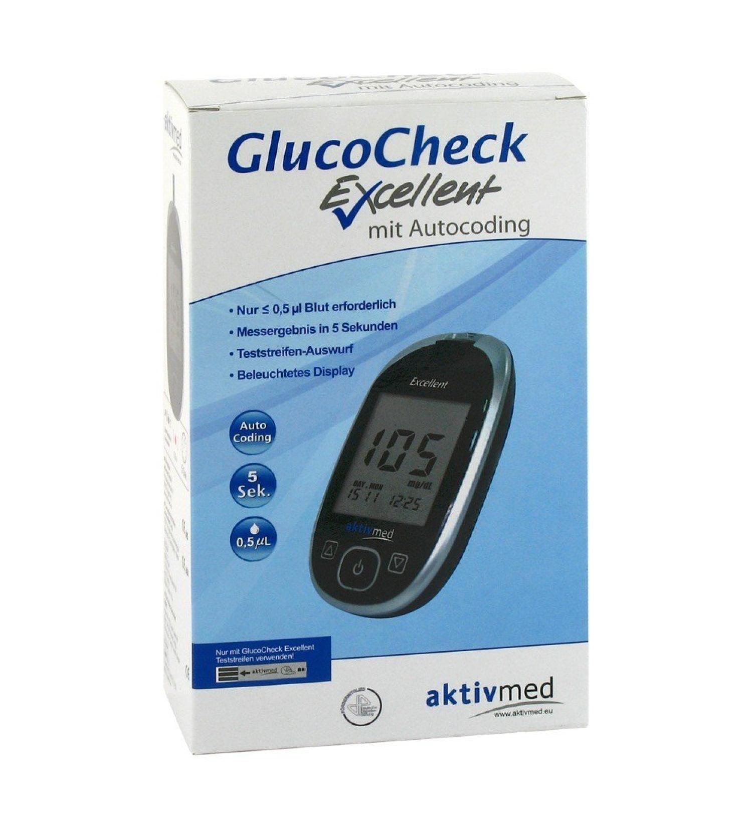 GlucoCheck Excellent blood glucose meter (mg/dl) for blood sugar control in diabetes