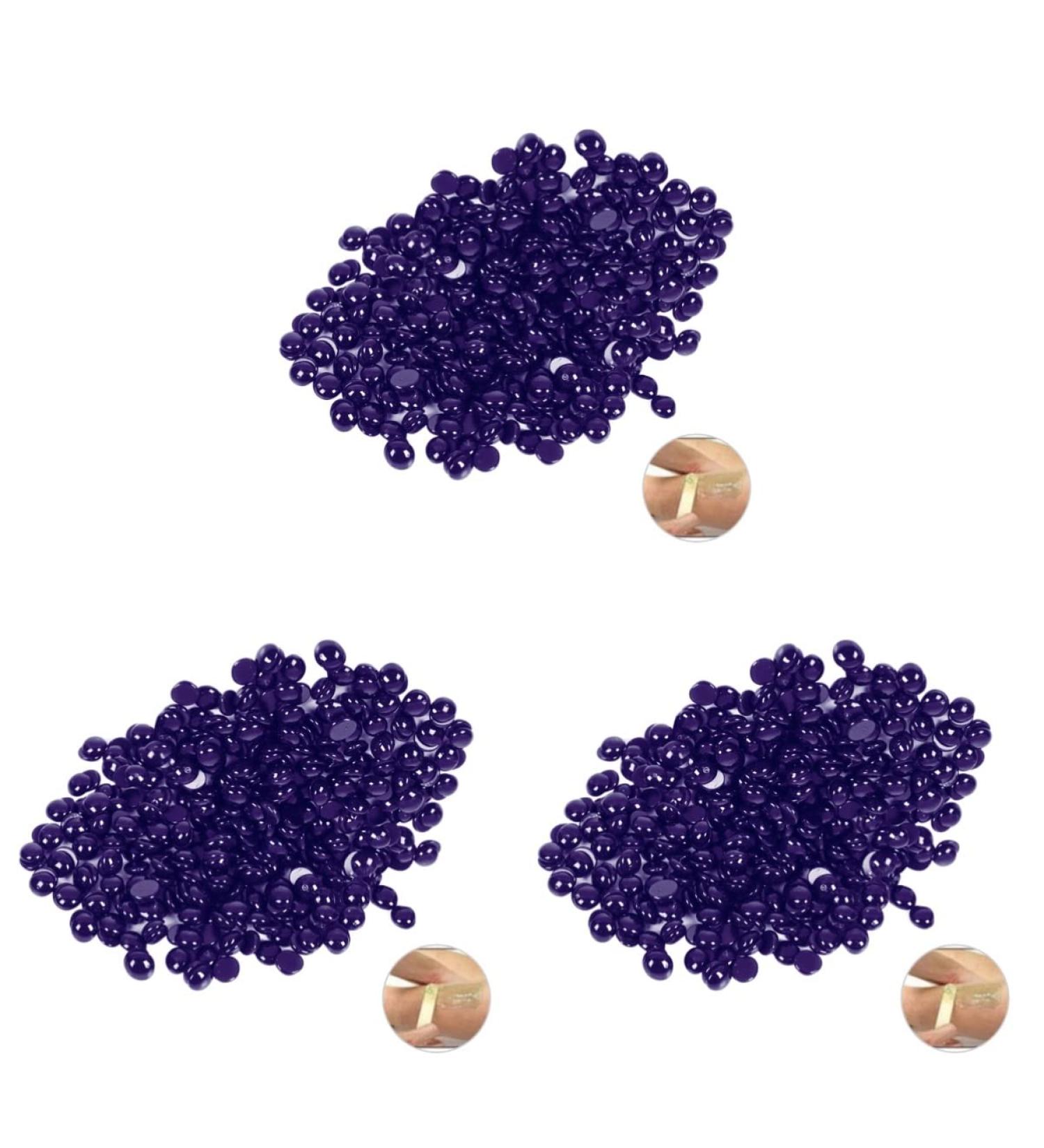Minkissy 3st Wax Pearls | Hard Wax Beans for Smooth Hair Removal | Hot Film Wax for Body Waxing - Violet - Buy Online on GoSupps.com