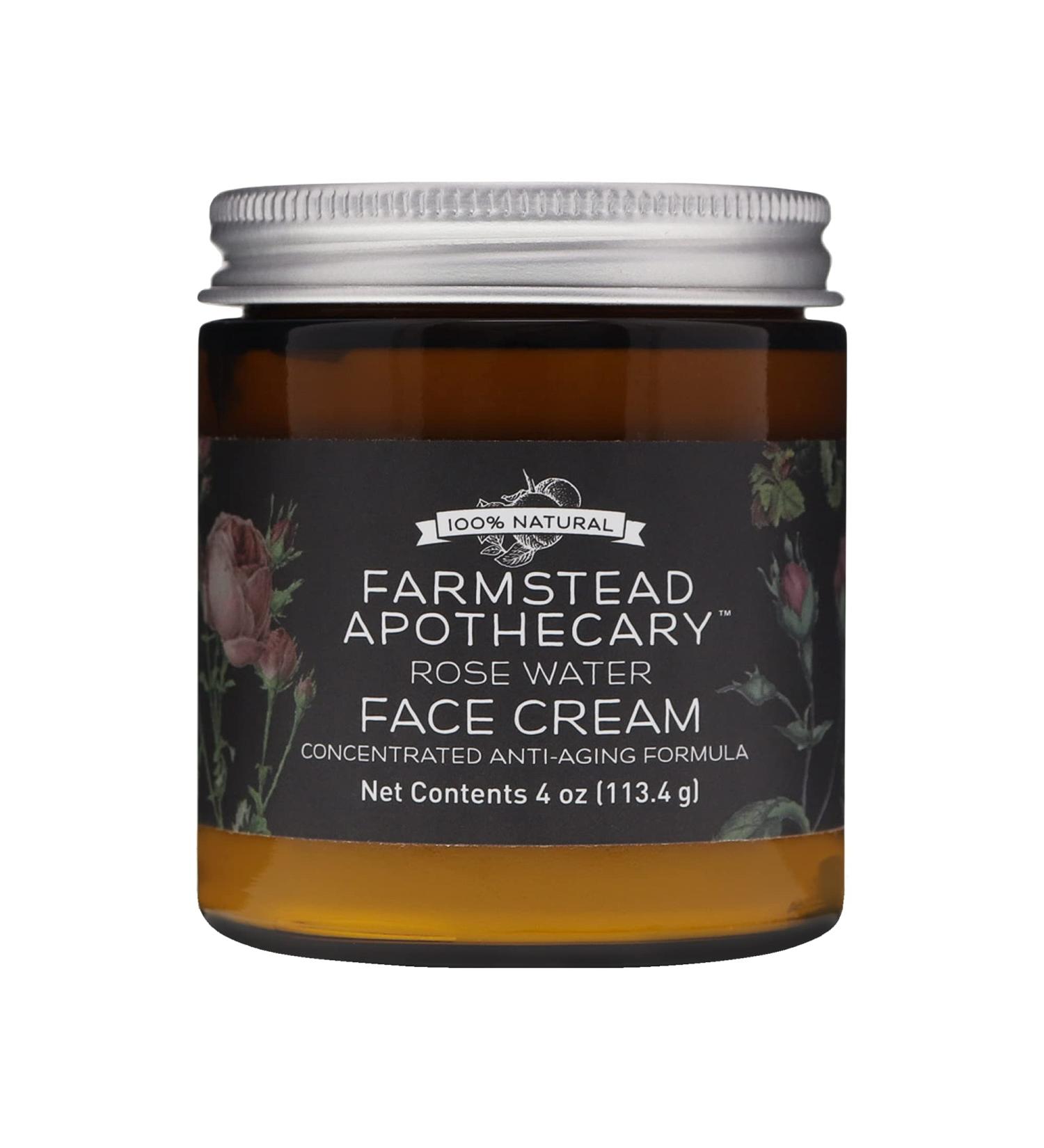 Farmstead Apothecary Natural Anti-Aging Rose Water Face Cream 4 oz - 100% Pure & Hydrating - Buy Online on GoSupps.com